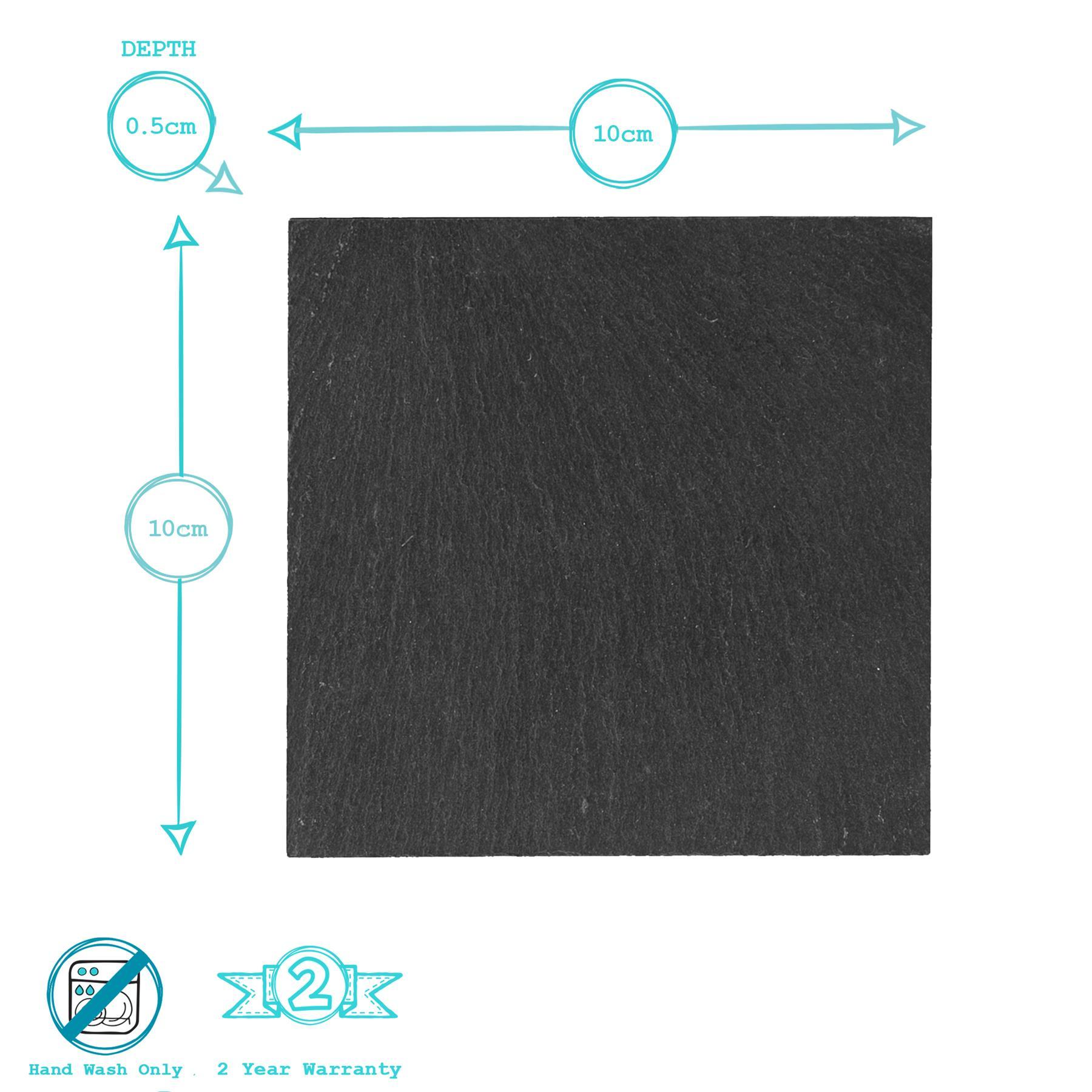 12pc Black Rectangle Linea Slate Placemats & Coasters Set