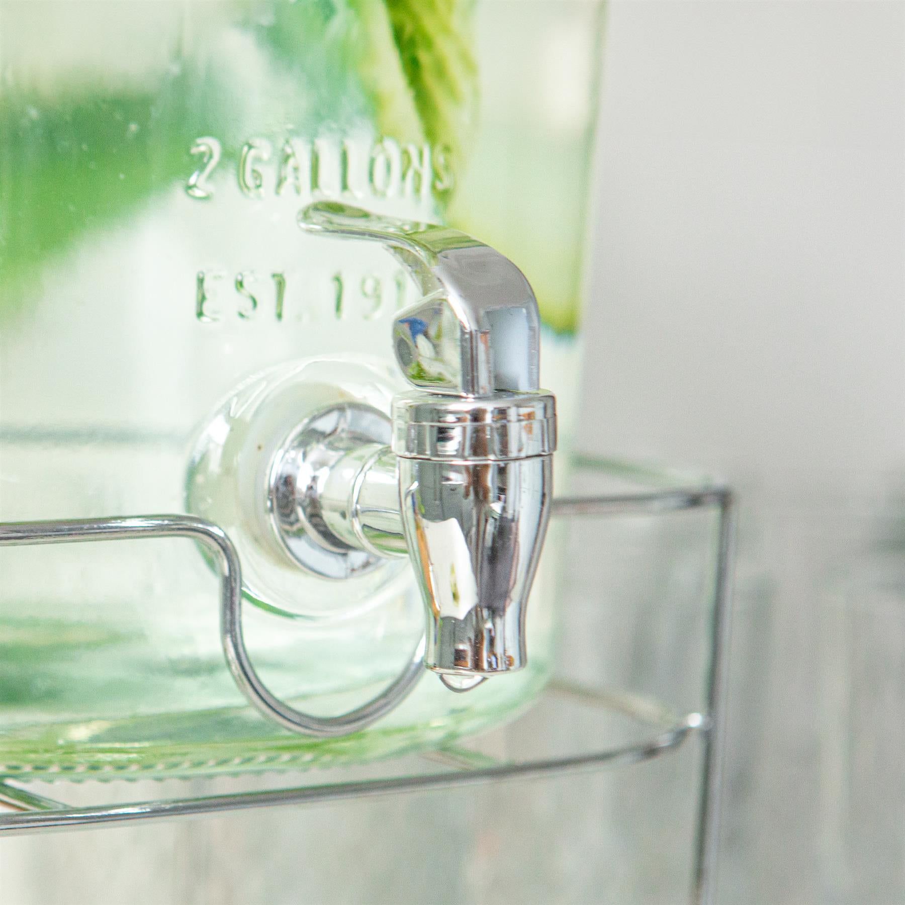 8.7L Glass Drinks Dispenser with Tap & Chrome Stand