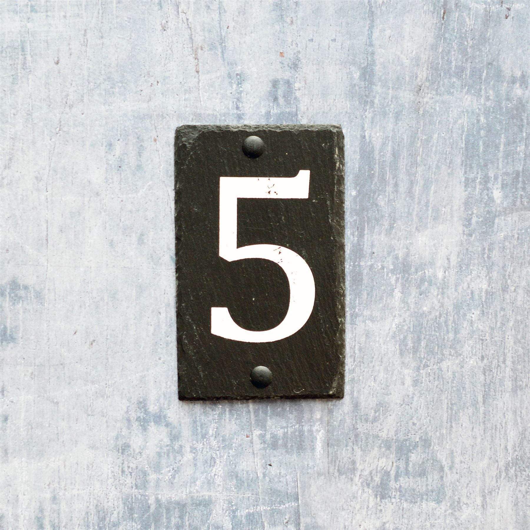 Number 5 Slate House Sign