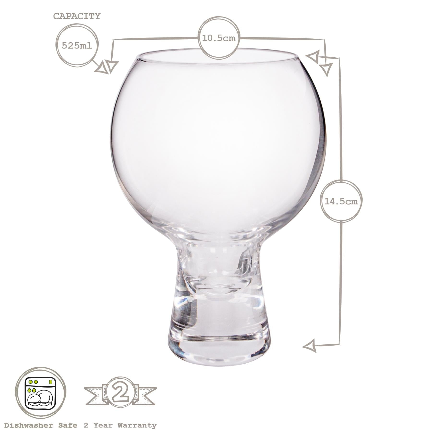 525ml Short Stem Gin Glasses - Pack of 2