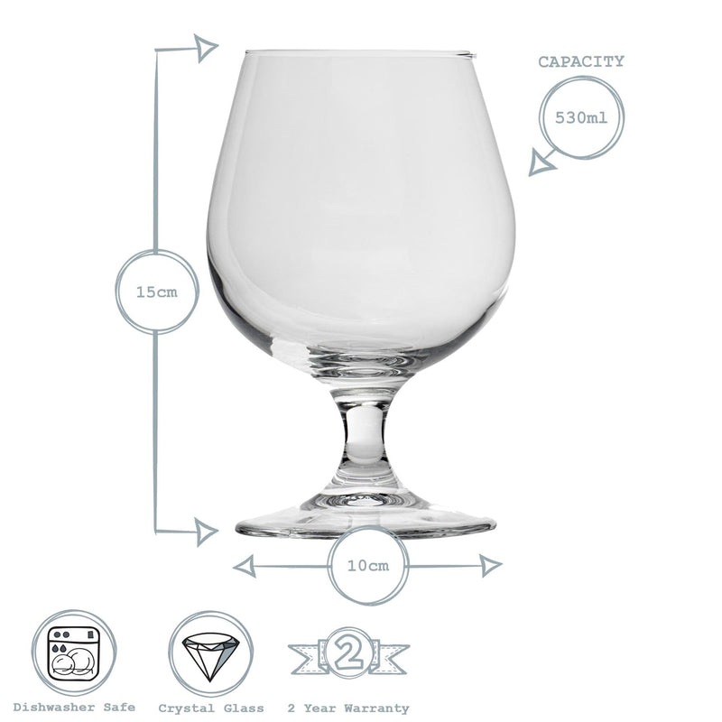 530ml Snifter Beer Glasses - Pack of Six - By Bormioli Rocco
