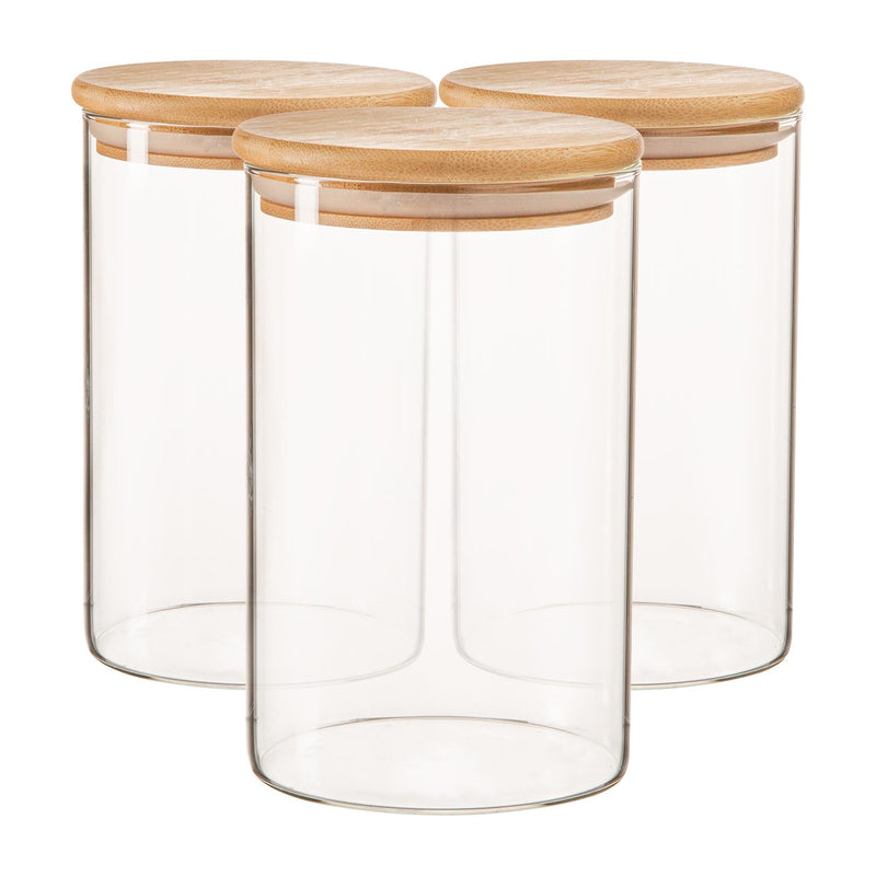 1L Scandi Storage Jars with Wooden Lids - Pack of Three - By Argon Tableware