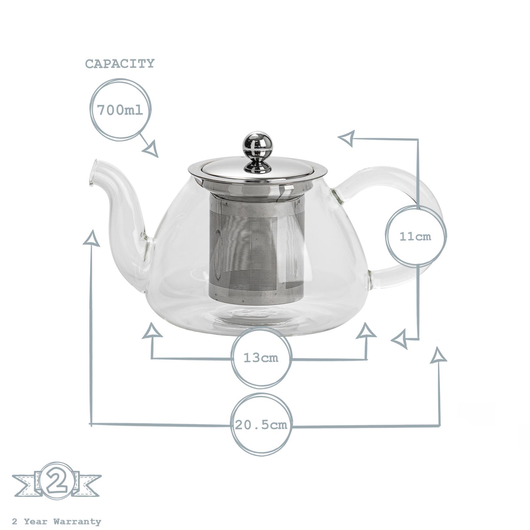 700ml Clear Glass Teapot with Stainless Steel Infuser
