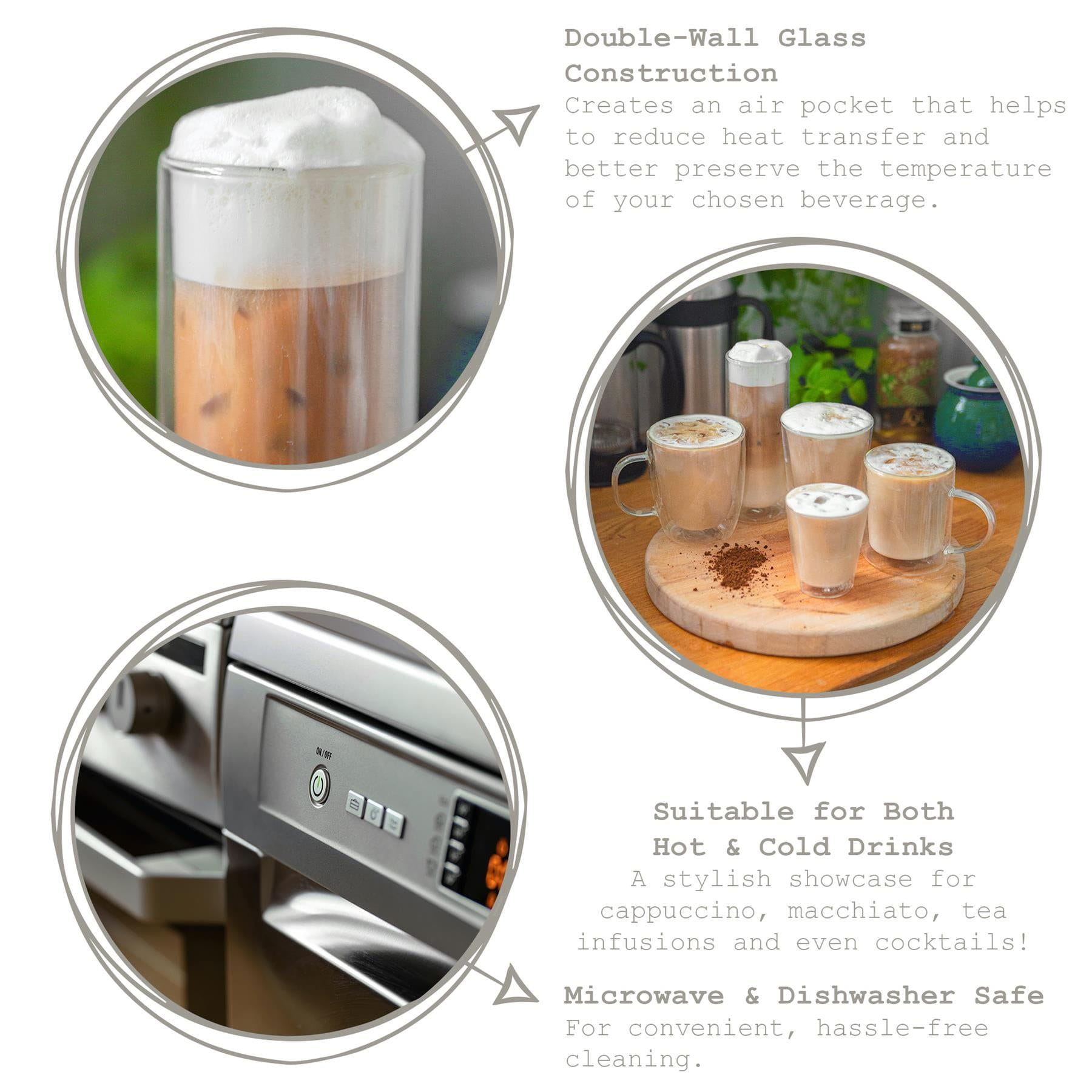 360ml Double-Walled Glass Mugs Set - Pack of 2