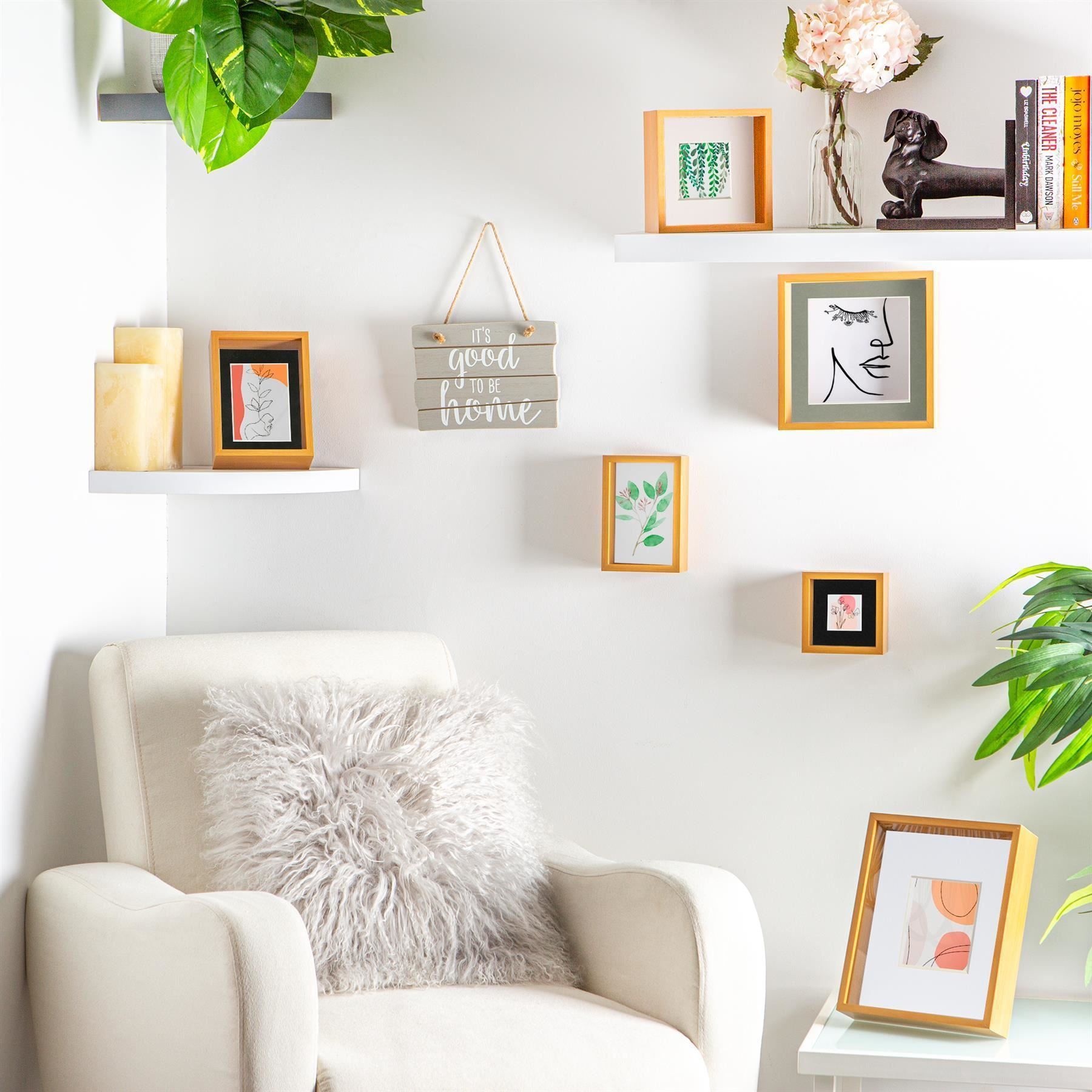 Grey 8" x 8" 3D Deep Box Photo Frame with 4" x 4" Mount