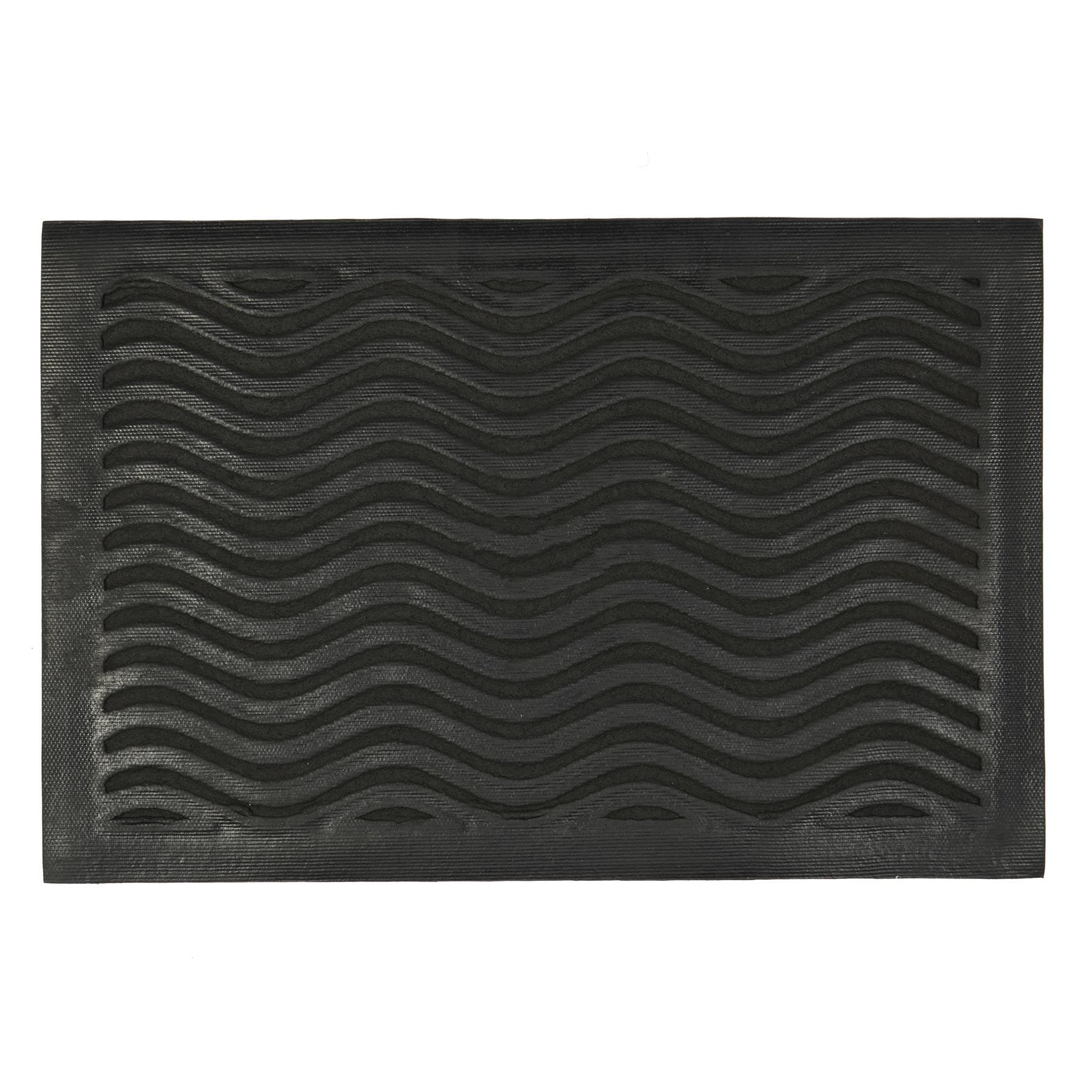 60cm x 40cm Black Waves Heavy Duty Door Mat