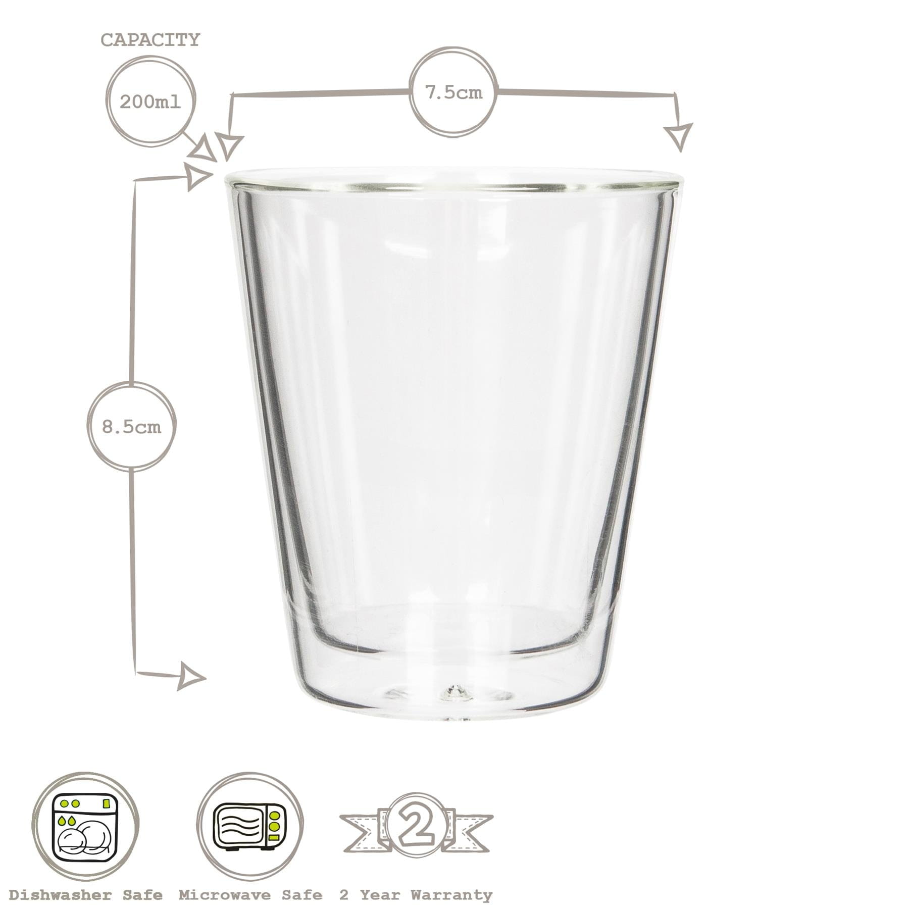 200ml Double-Walled Glasses Set - Pack of 2