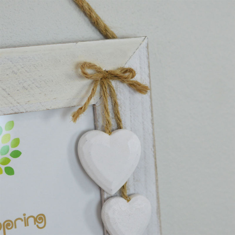 6" x 4" White Hanging Triple Photo Frame with Hearts - By Nicola Spring
