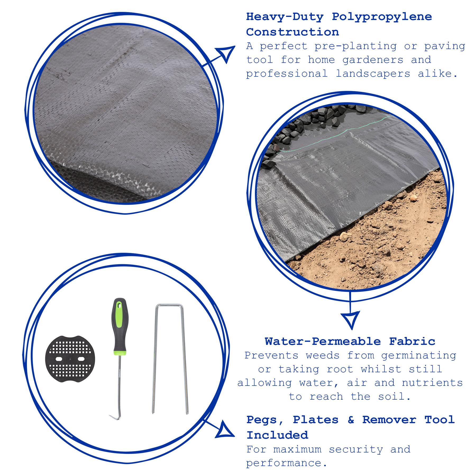 110gsm Weed Control Membrane Set with Pegs & Plates