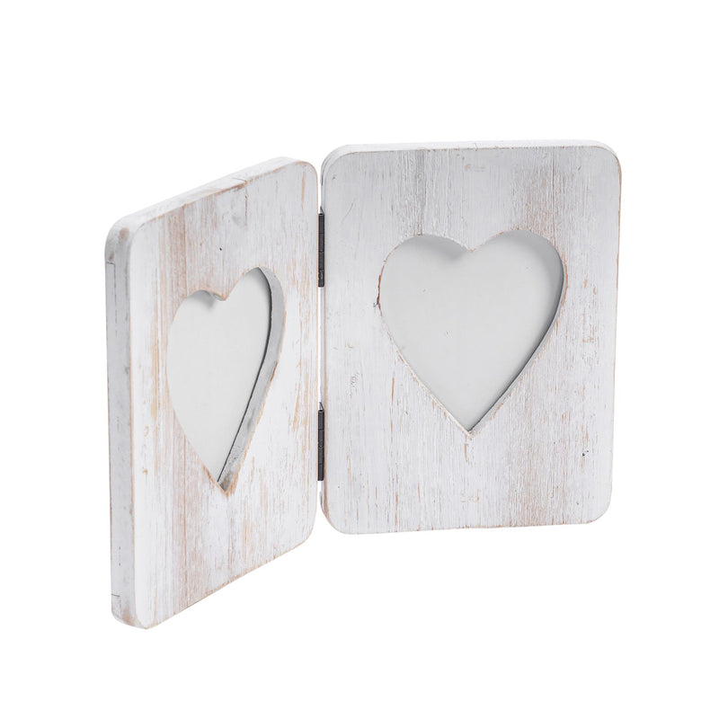 4" x 6" Wooden Hearts Standing Double Photo Frame - By Nicola Spring