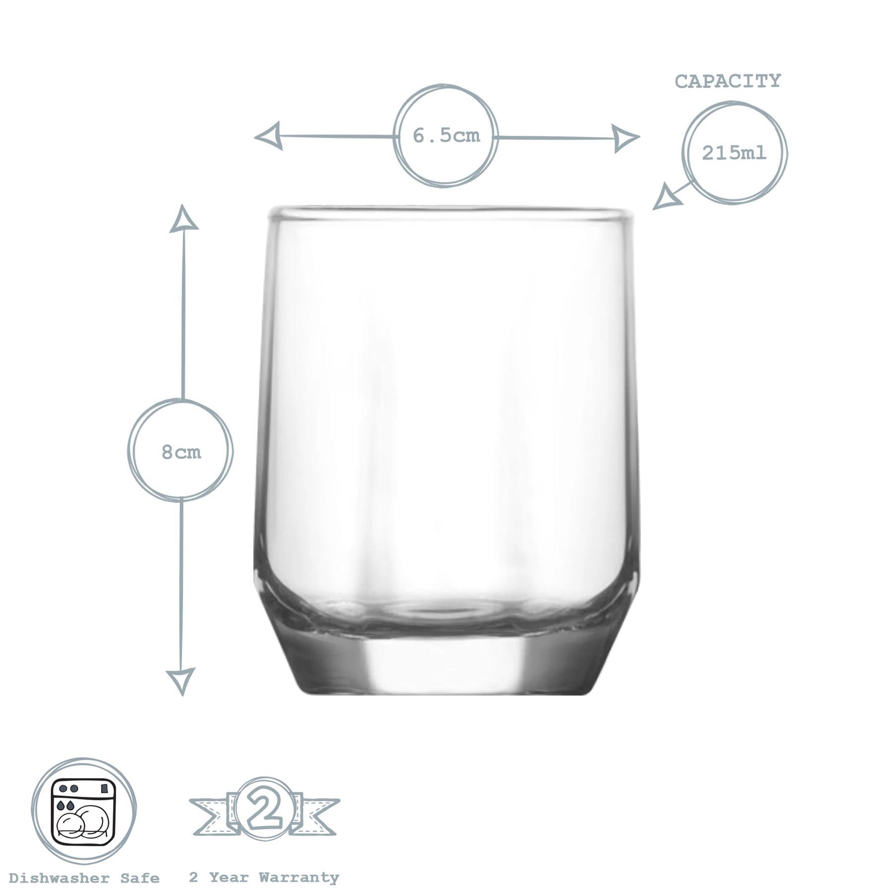 215ml Diamond Tumbler Glasses - Pack of Six