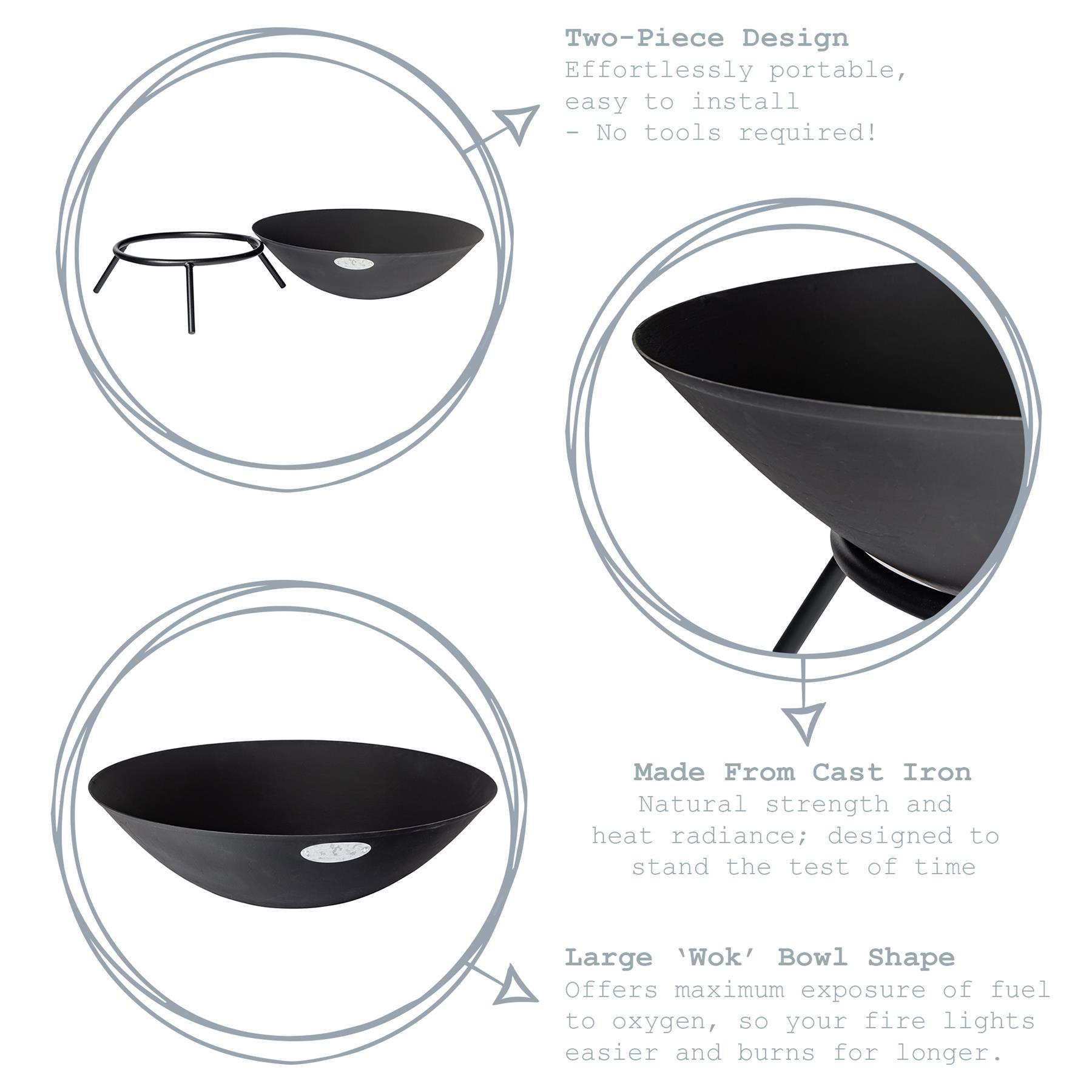 Harbour Housewares Classic Cast Iron Garden Fire Pit Burner Outside