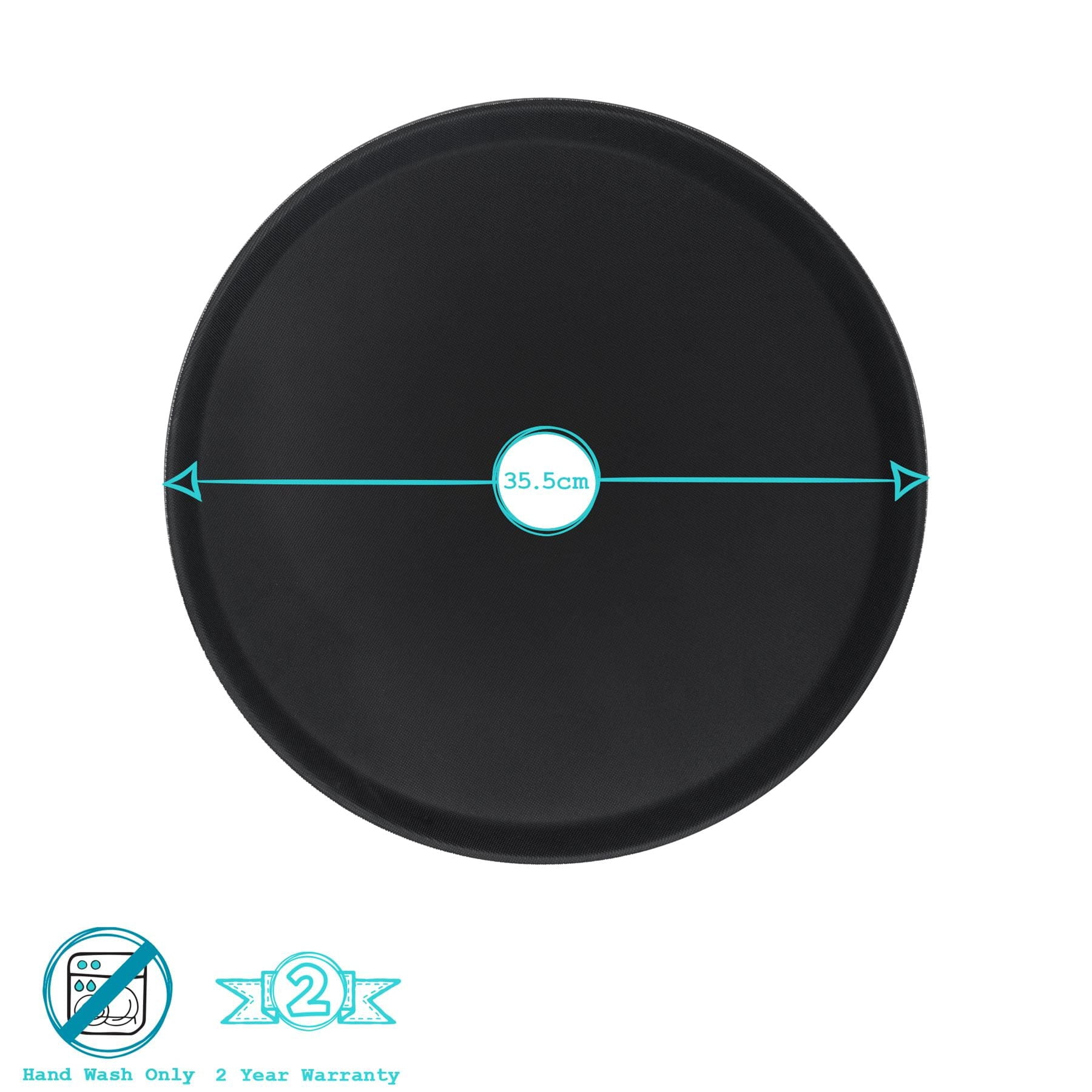 Black 35.5cm Round Non-Slip Serving Tray