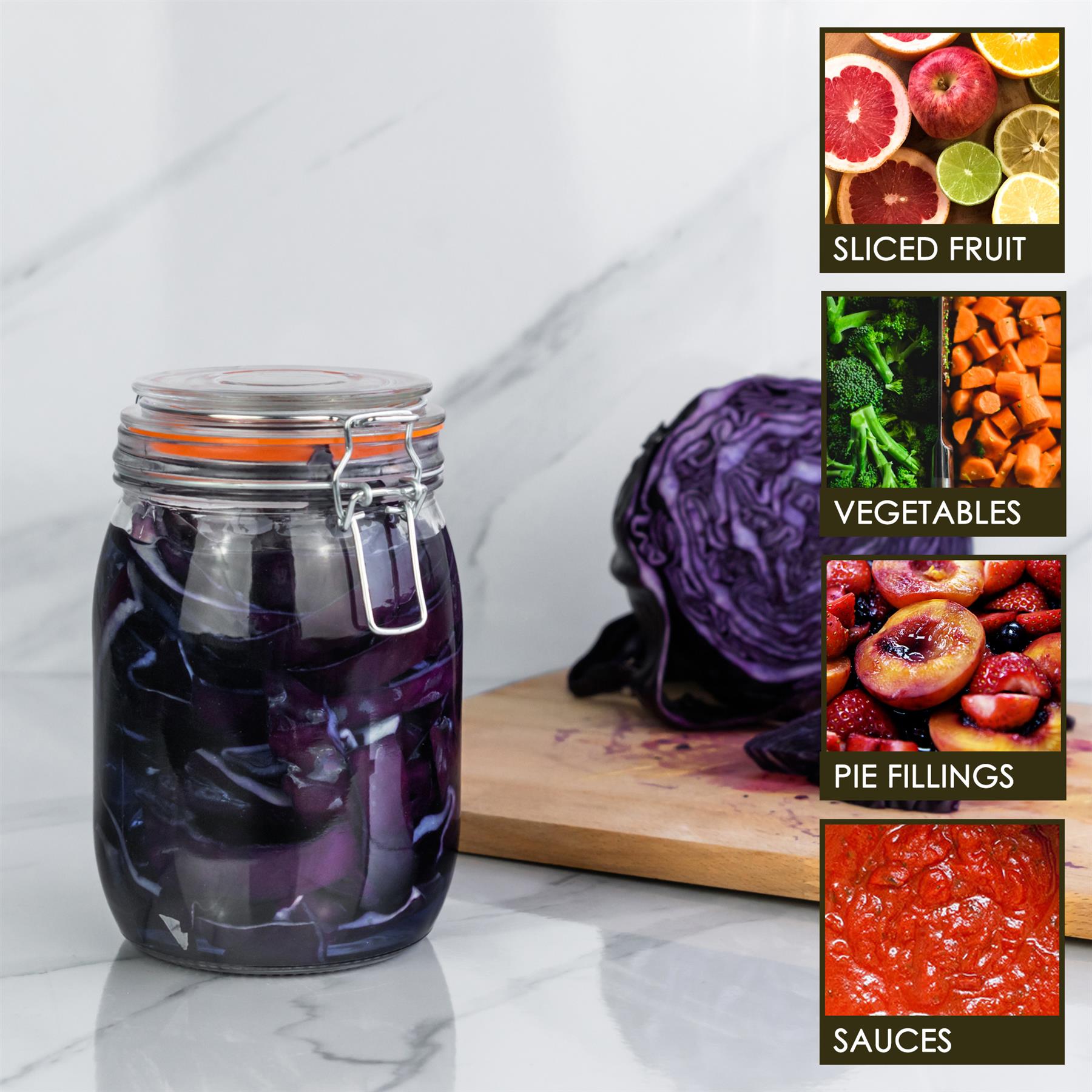 1L Air tight Classic Glass Storage Jar + Four Free Coloured Seals