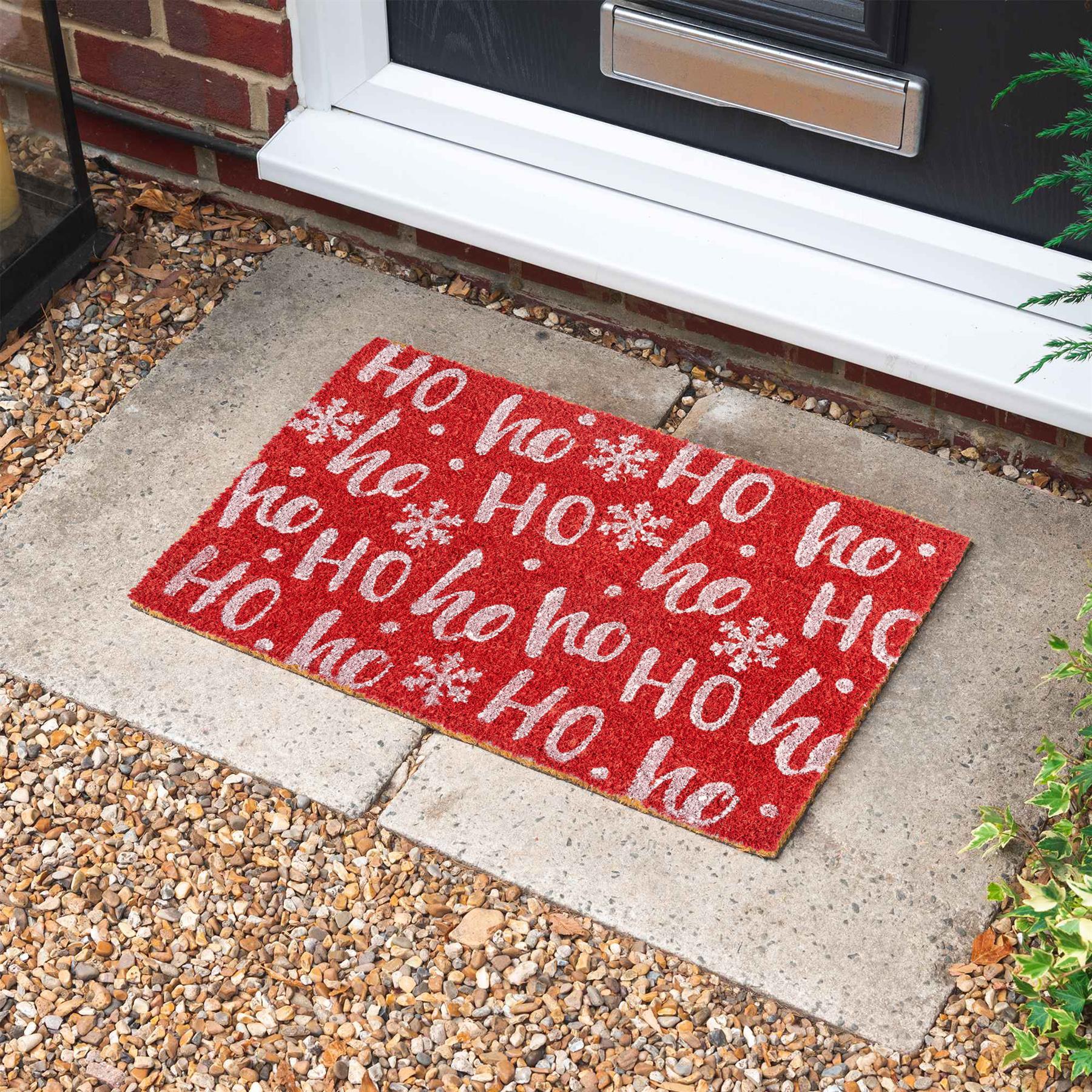 60cm x 40cm Red Ho Ho Ho Coir Door Mat