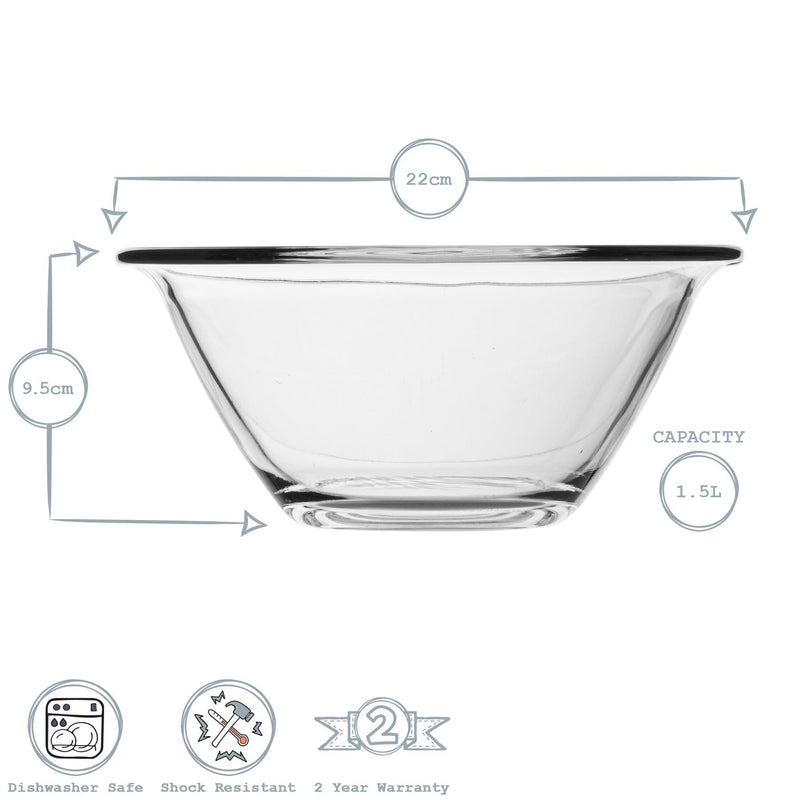 1.5L Clear Mr Chef Glass Nesting Mixing Bowl - By Bormioli Rocco