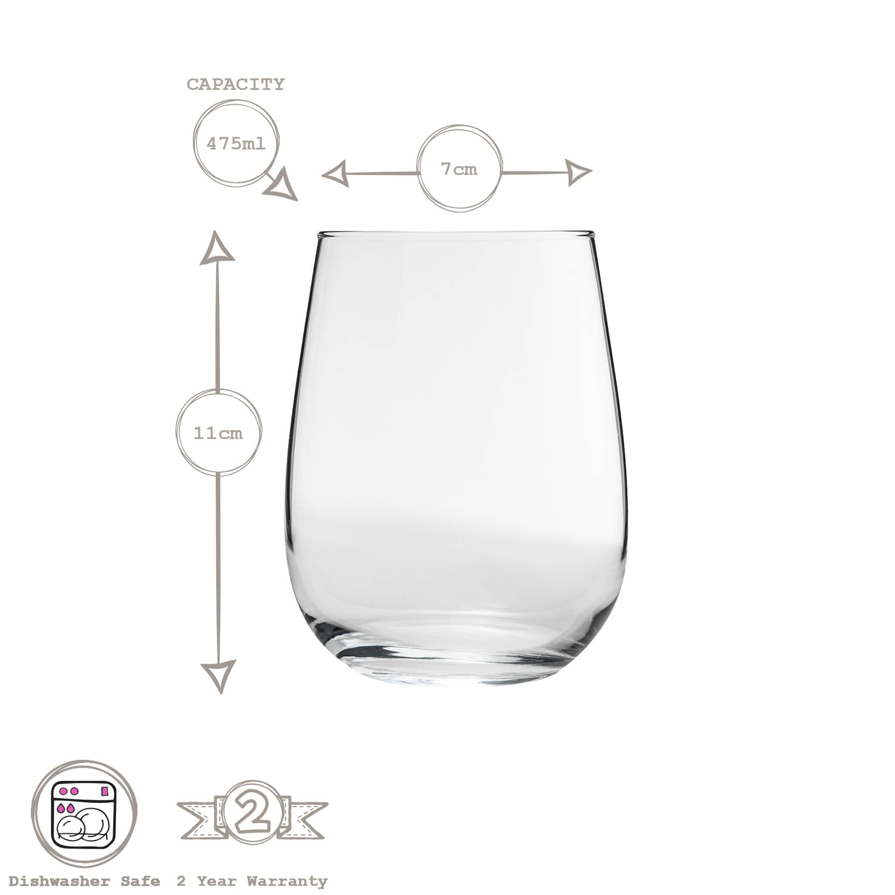 475ml Gaia Stemless Wine Glasses - Pack of Six