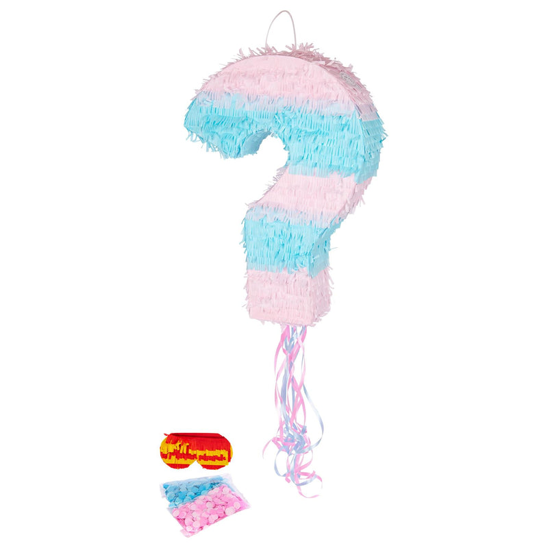 2pc Gender Reveal Pull String Pinata Set with Blindfold - By Fax Potato
