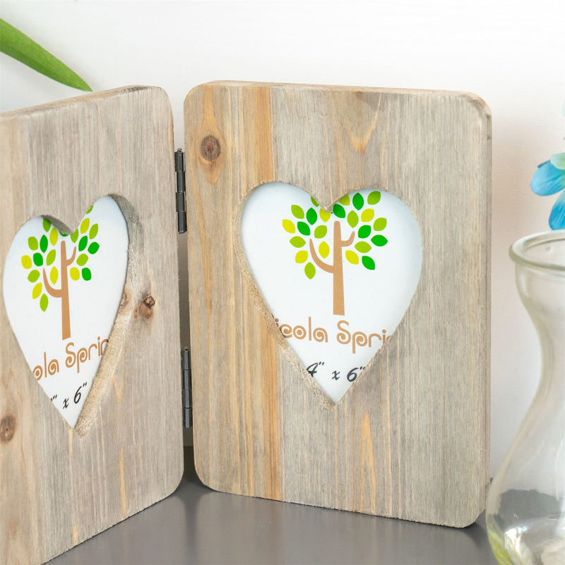 4" x 6" Wooden Hearts Standing Triple Photo Frame - By Nicola Spring