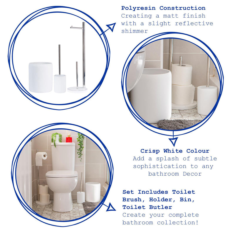 3pc Resin Toilet Accessories Set - By Harbour Housewares