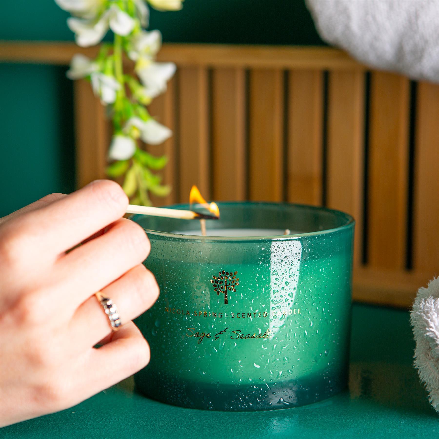 350g Double Wick Sage & Seasalt Soy Wax Scented Candle