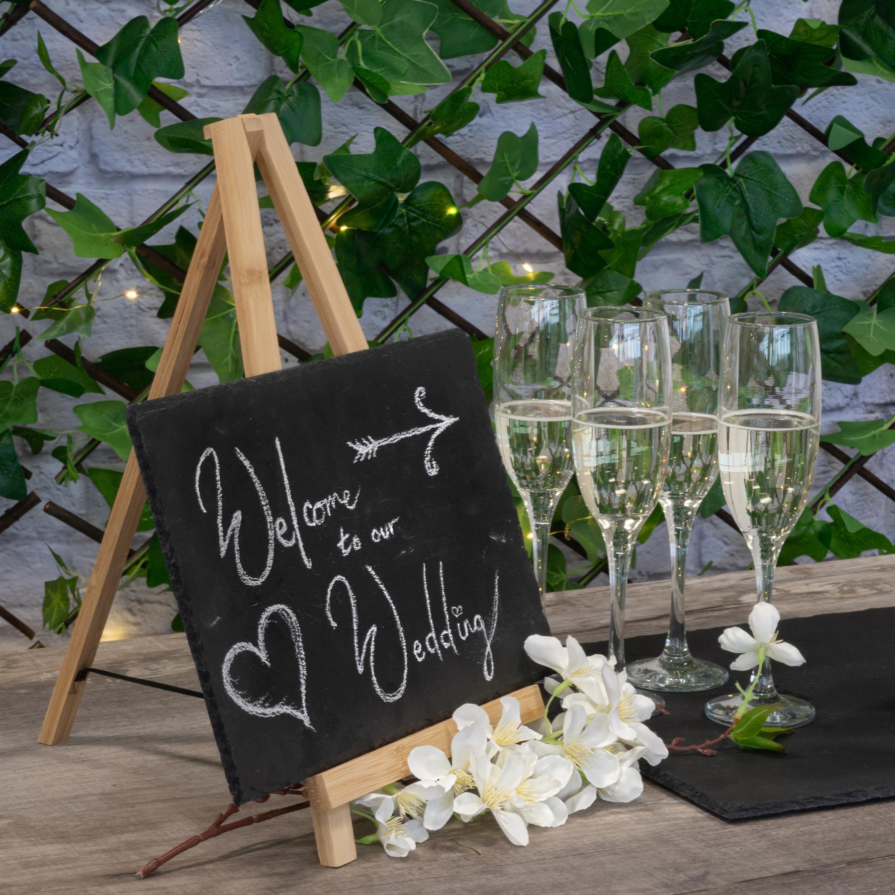 2pc Wooden Table Easel & Slate Board Set