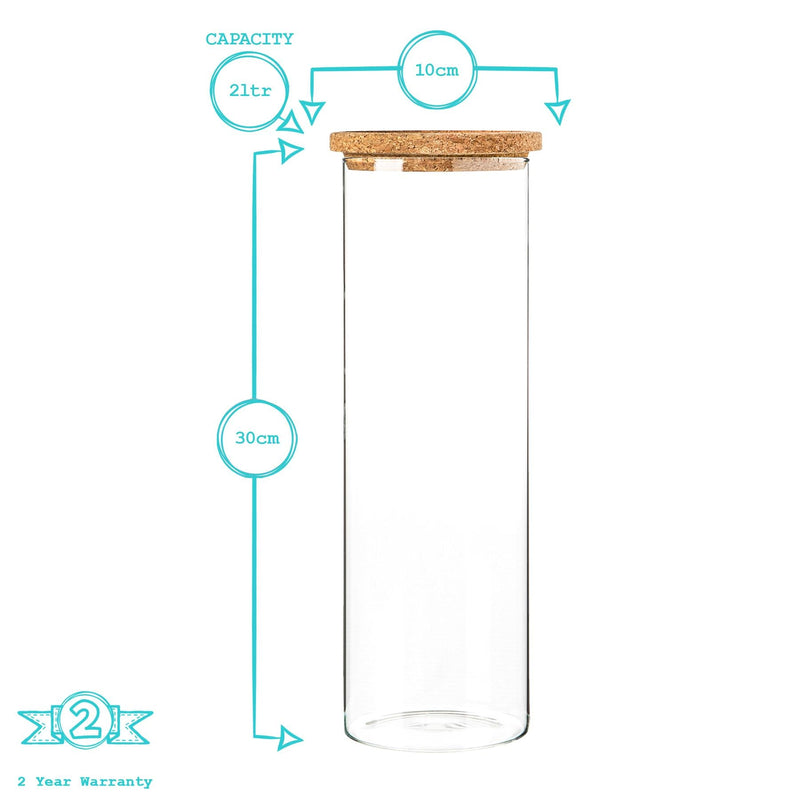 2L Scandi Storage Jars with Cork Lids - Pack of Three - By Argon Tableware
