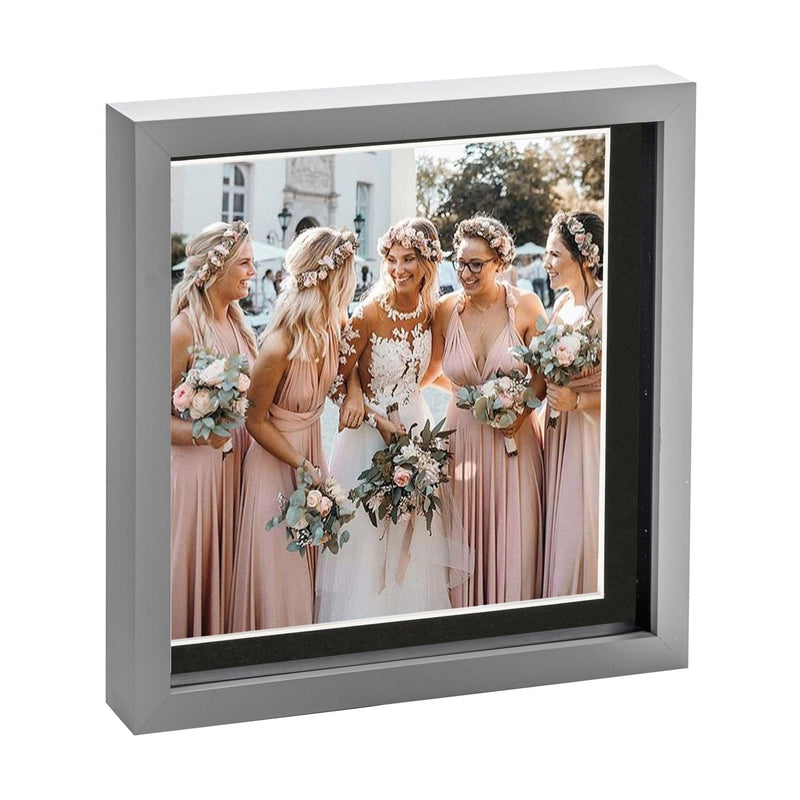 10" x 10" Grey 3D Box Photo Frame - with 8" x 8" Mount - By Nicola Spring