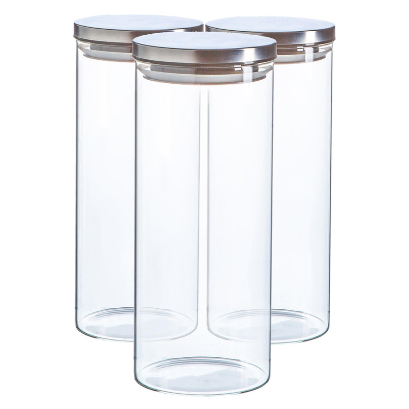 1.5L Scandi Storage Jars with Metallic Lids - Pack of Three - By Argon Tableware