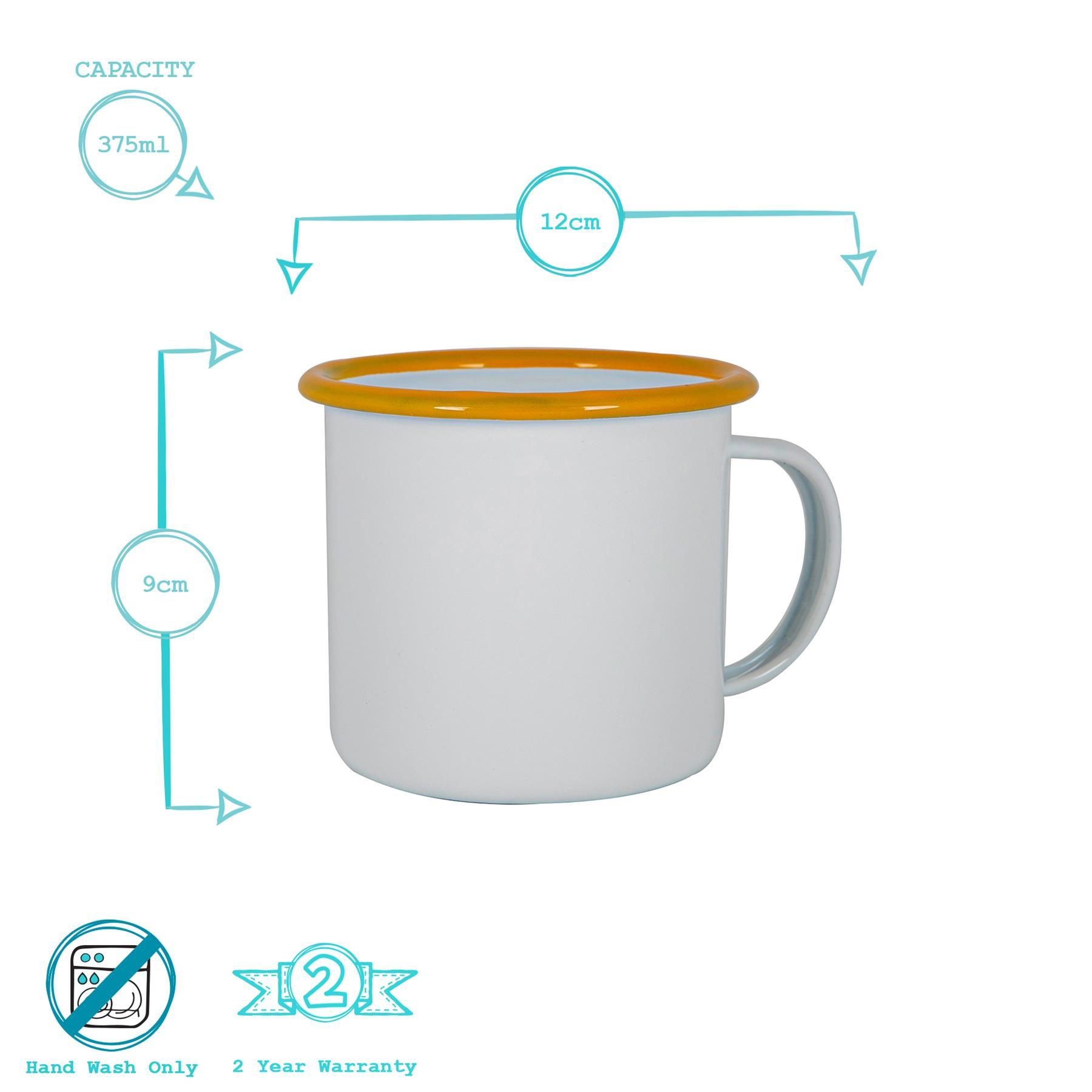 6pc 375ml White Enamel Mugs Set