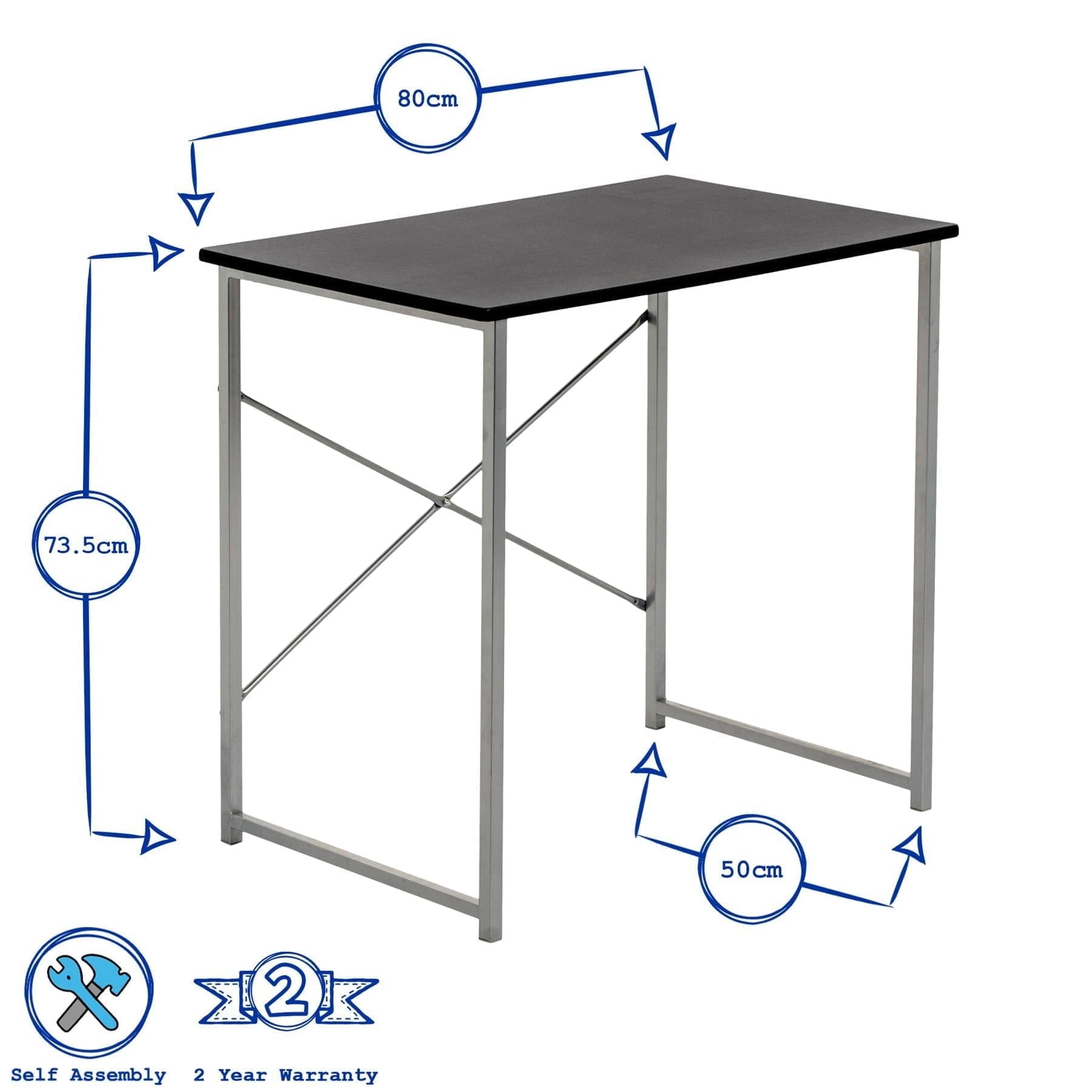 2pc Black Metal Industrial Office Desk & Chair Set