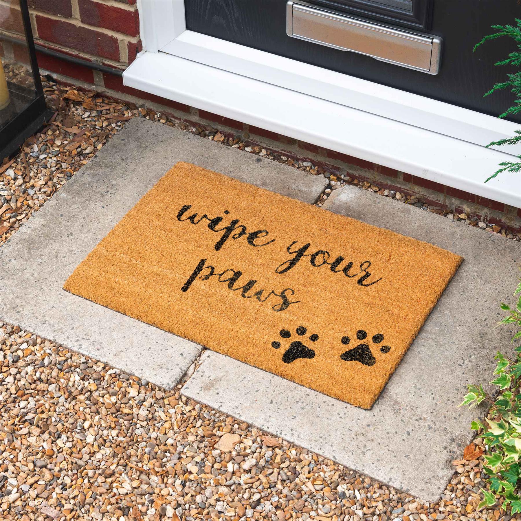 60cm x 40cm Wipe Your Paws Coir Door Mat