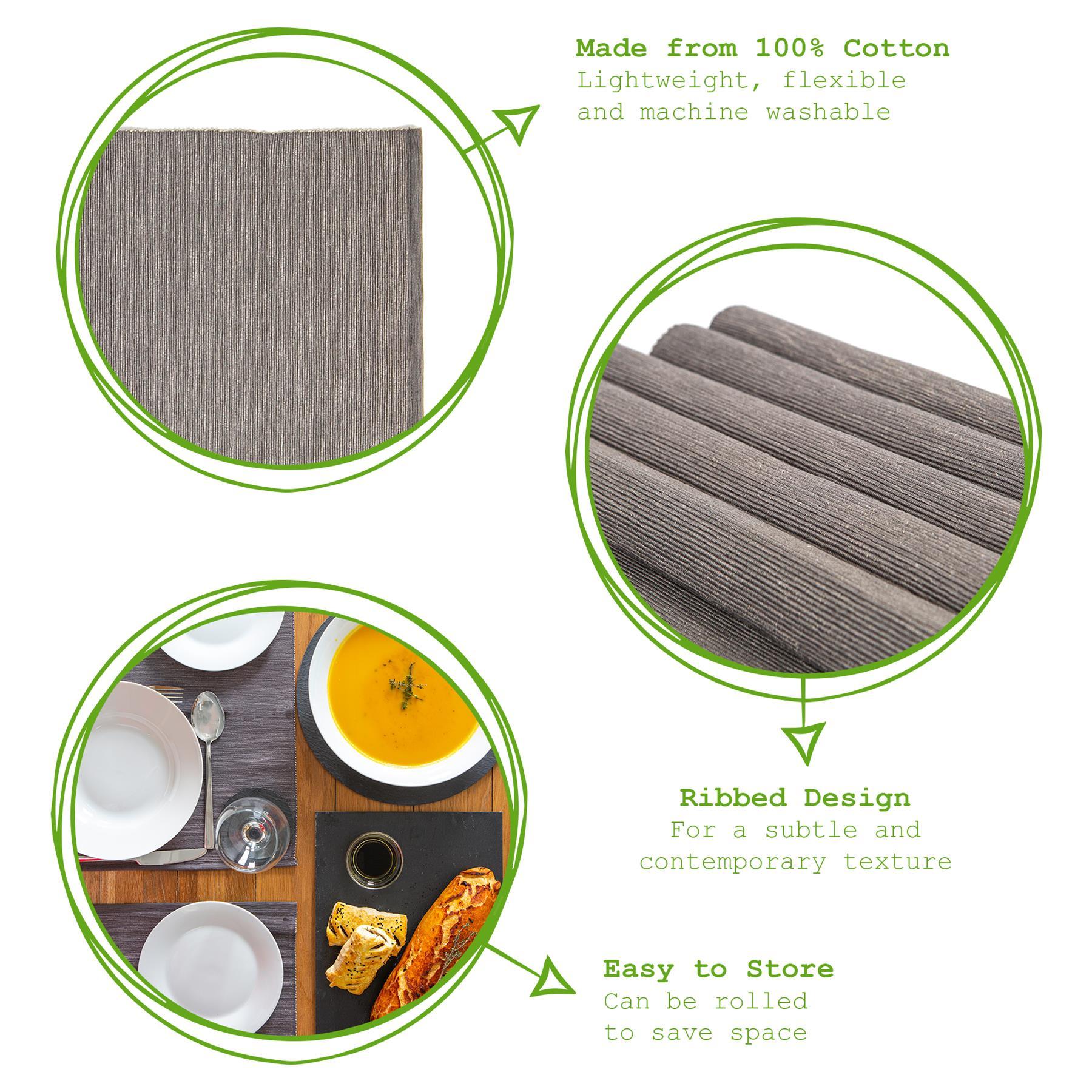 45cm x 34.5cm Ribbed Cotton Placemats - Pack of Six