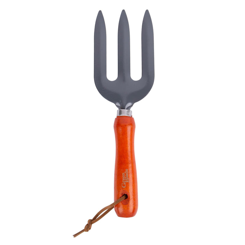 Heavy Duty Wooden Handle Hand Fork - By Green Blade