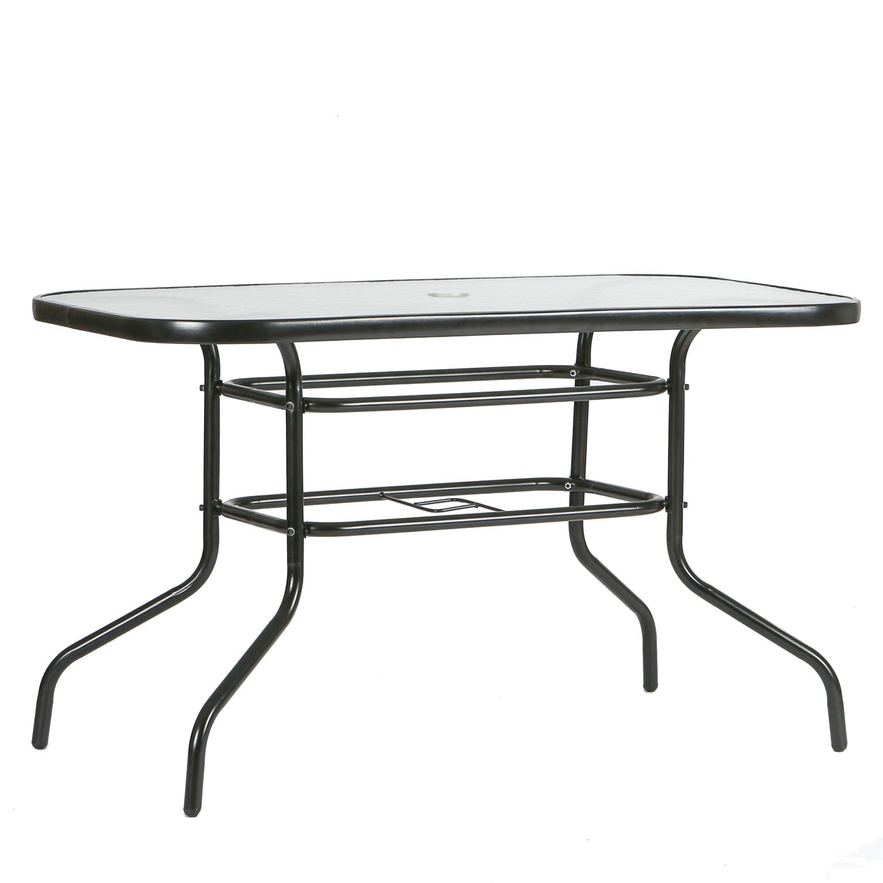 Four-Seater Sussex Black Metal Glass Top Garden Table 120cm x 70cm