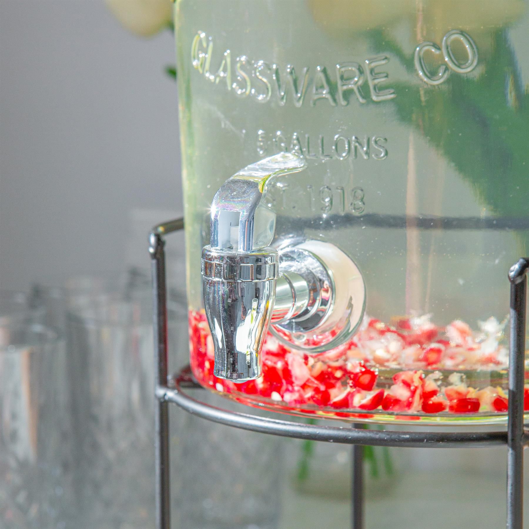 6.5L Glass Drinks Dispenser with Tap & Black Stand