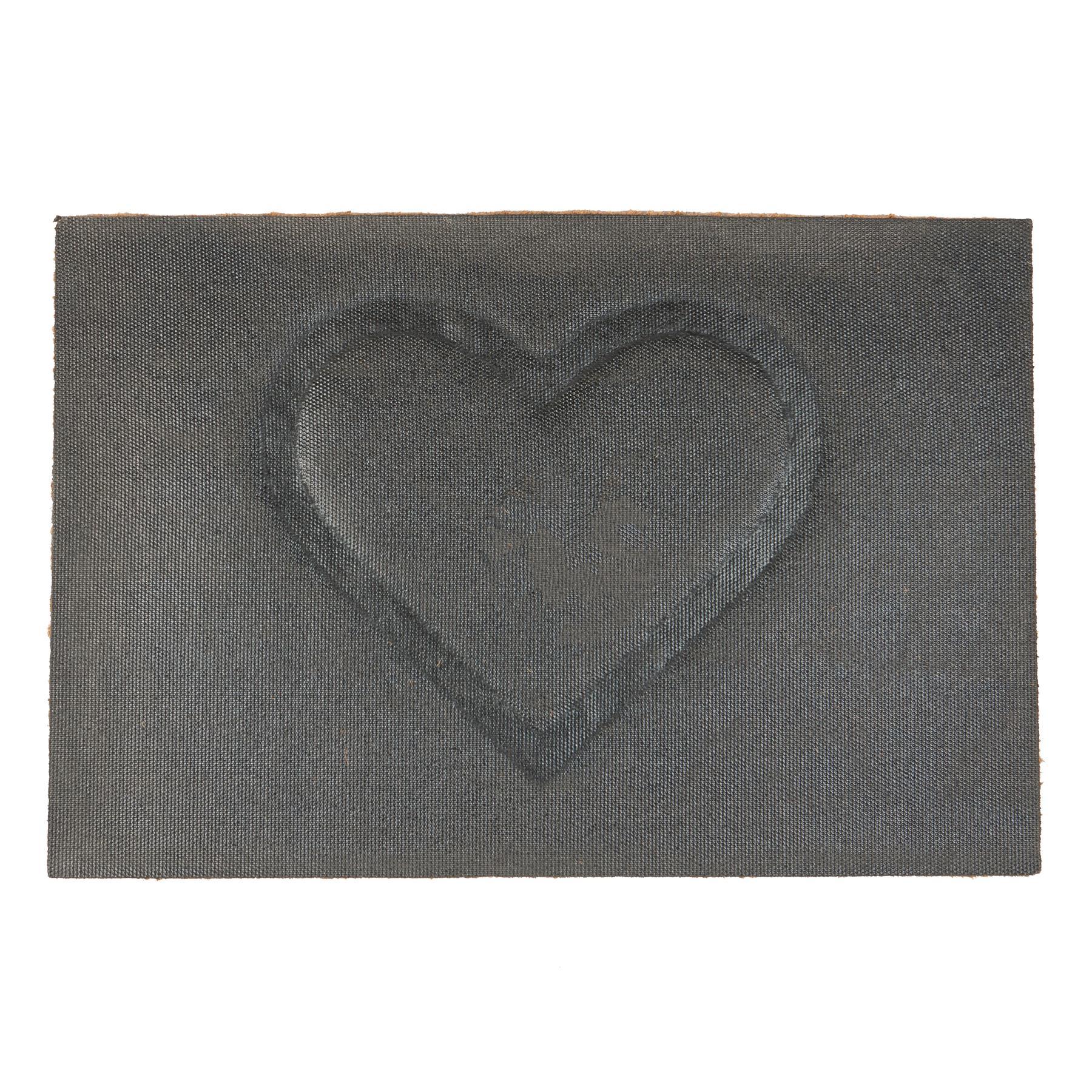 60cm x 40cm Brown Heart Embossed Coir Door Mat