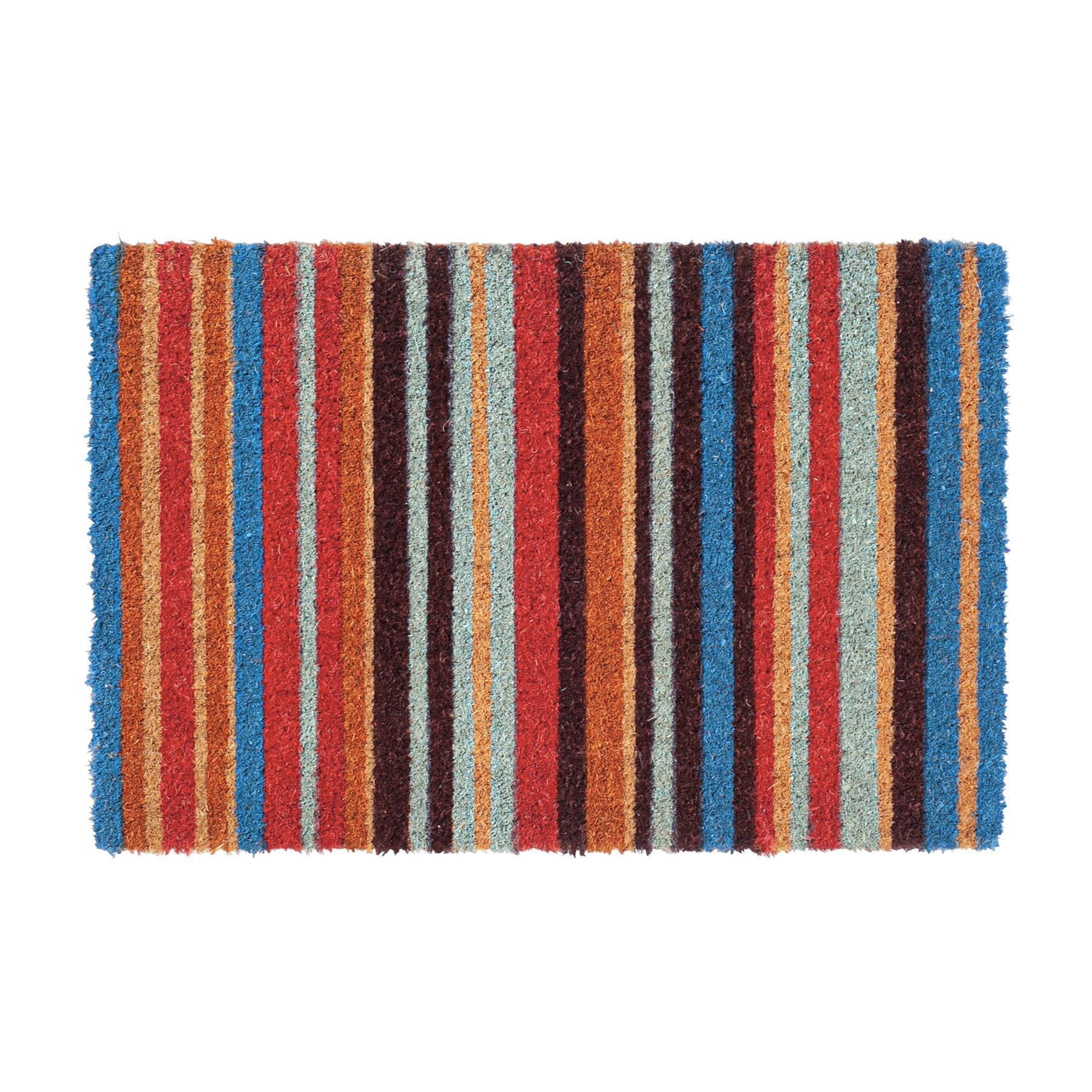 90cm x 60cm Multicoloured Pinstripe Coir Door Mat