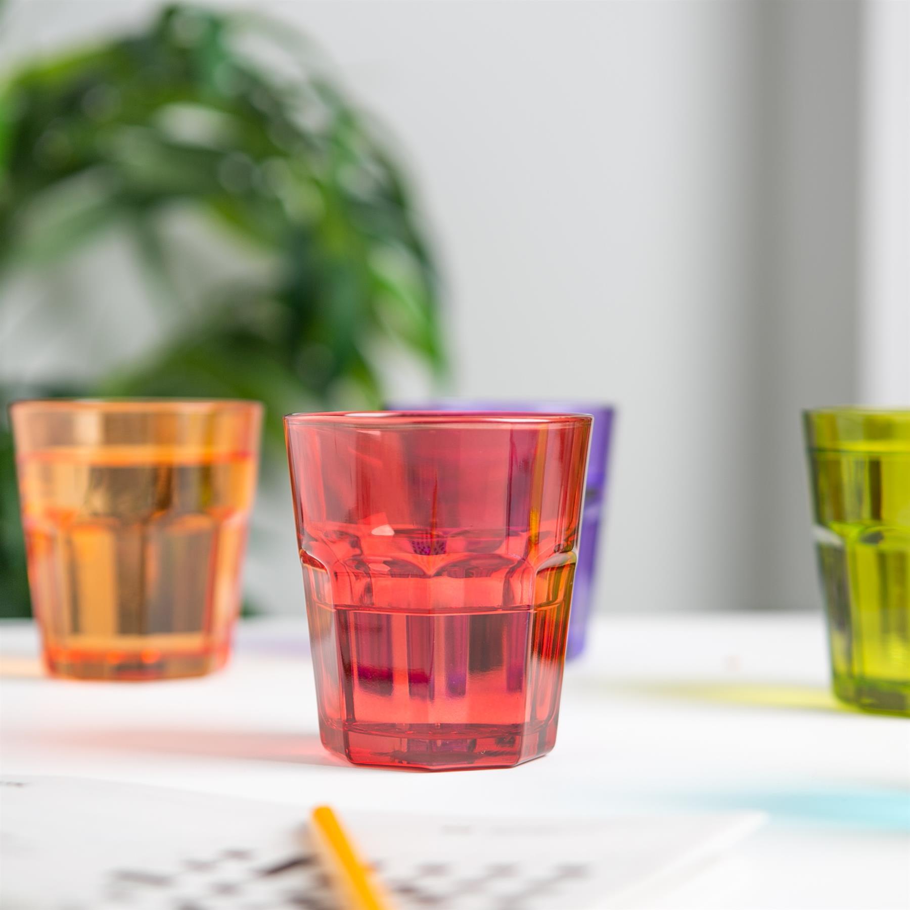 305ml Coloured Water Glasses - Pack of Six