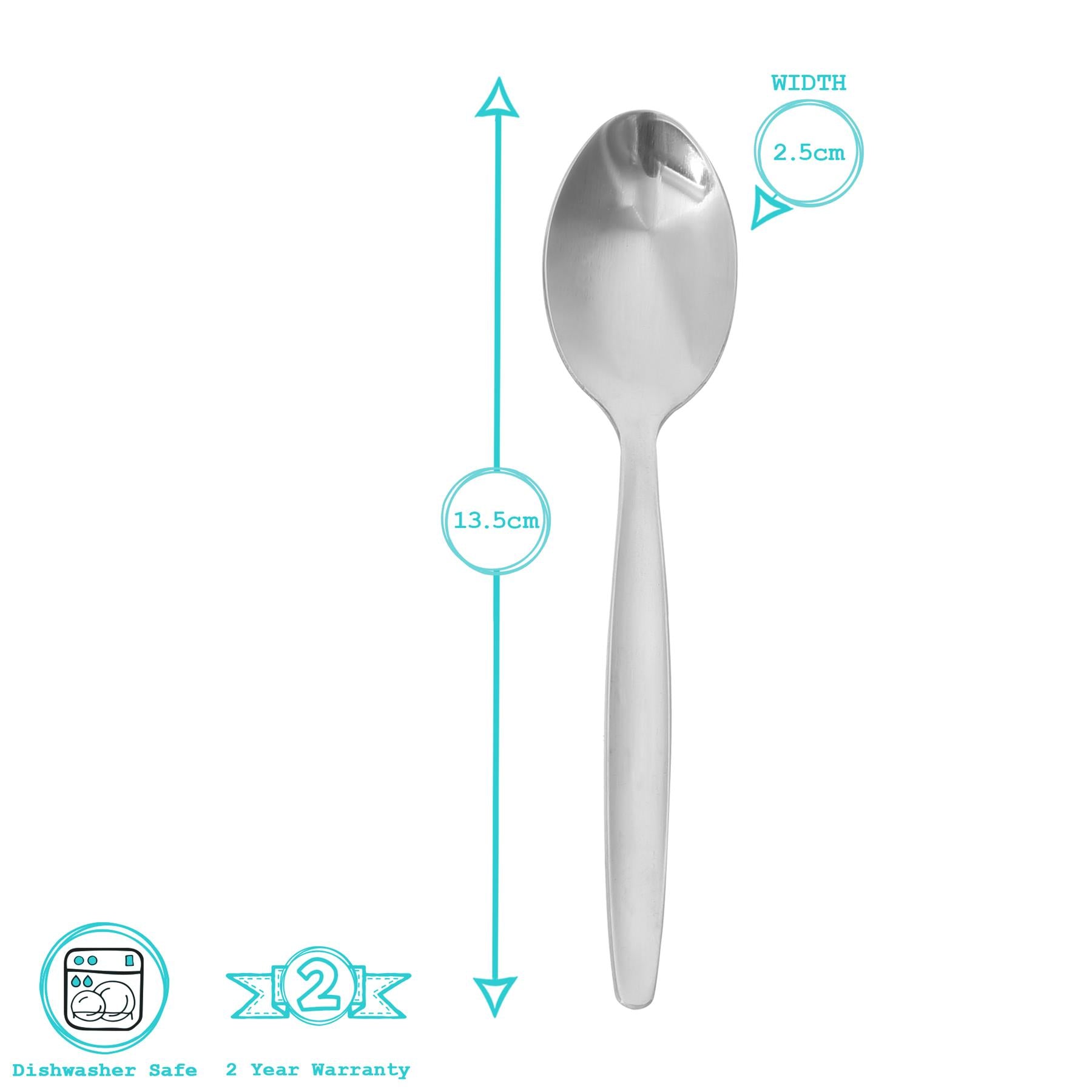 Classic Stainless Steel Teaspoons - Pack of 6