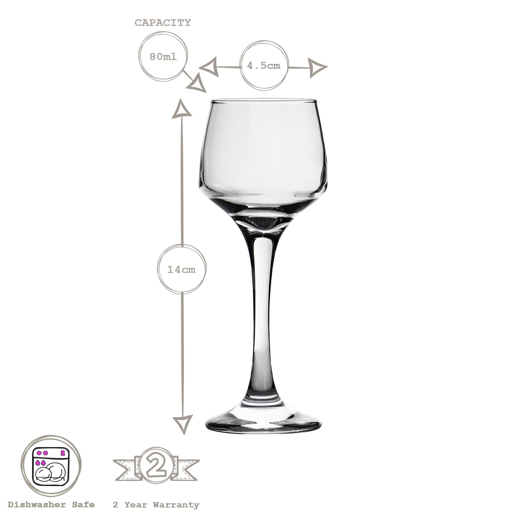 80ml Lal Sherry Glasses - Pack of Six