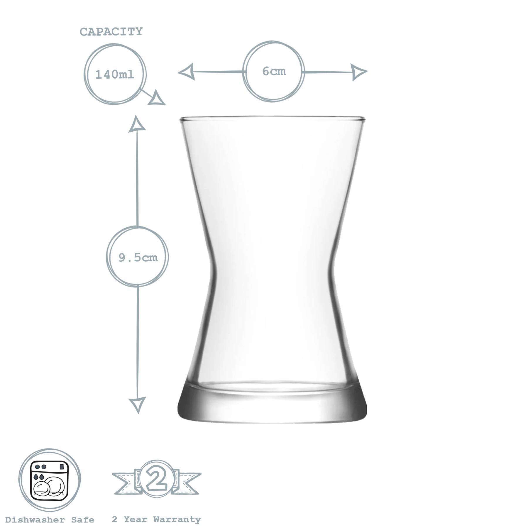 140ml Derin Glass Turkish Tea Cups and Saucers - 6 Sets