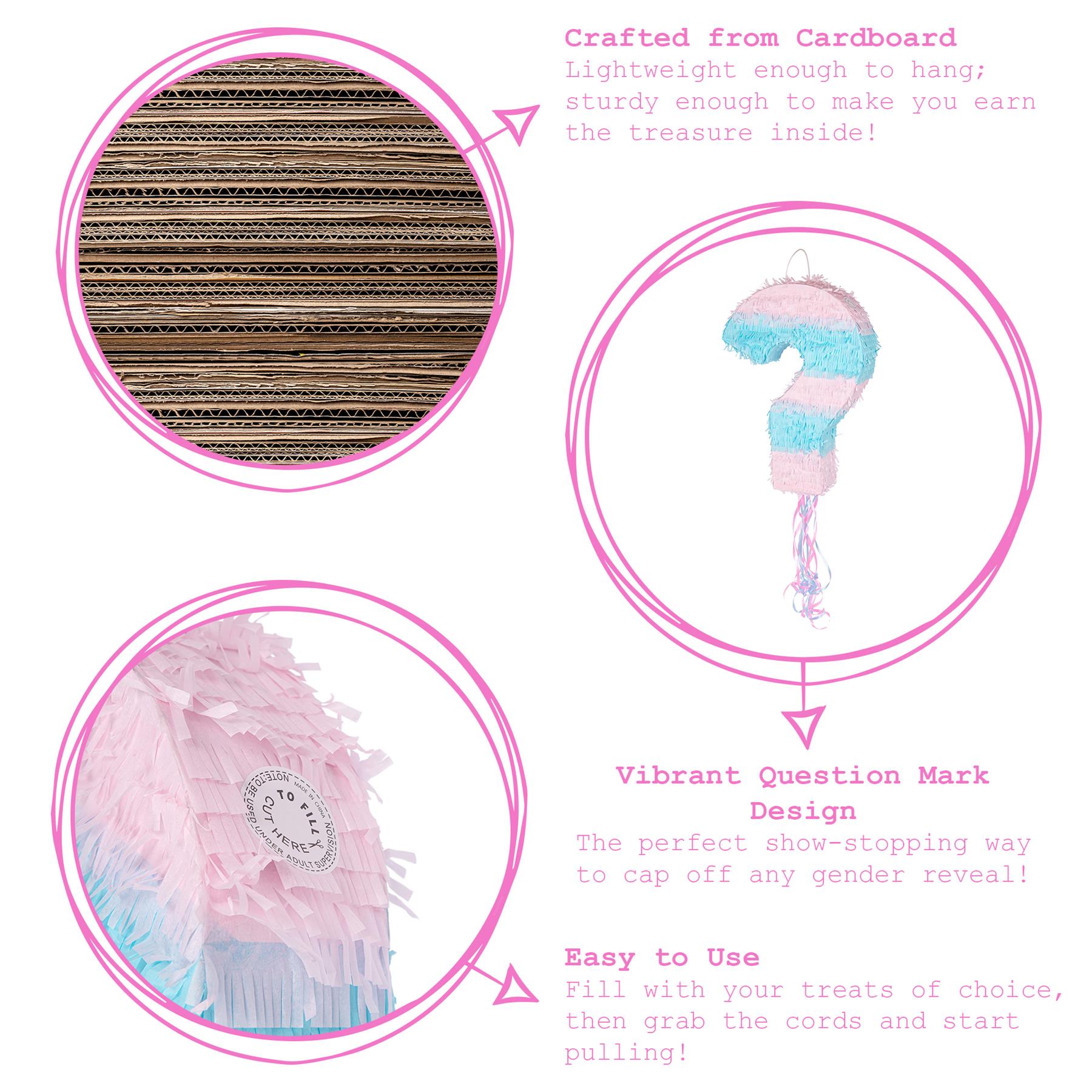 2pc Gender Reveal Pull String Large Pinata Set with Blindfold