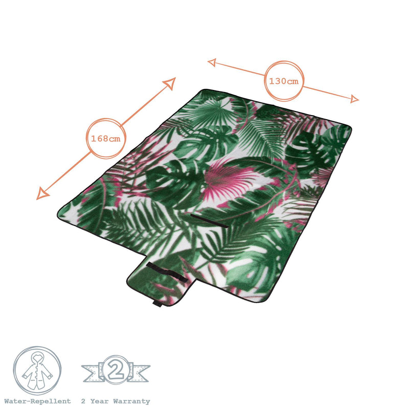 130cm x 168cm Tropical Fleece Picnic Blanket - By Nicola Spring