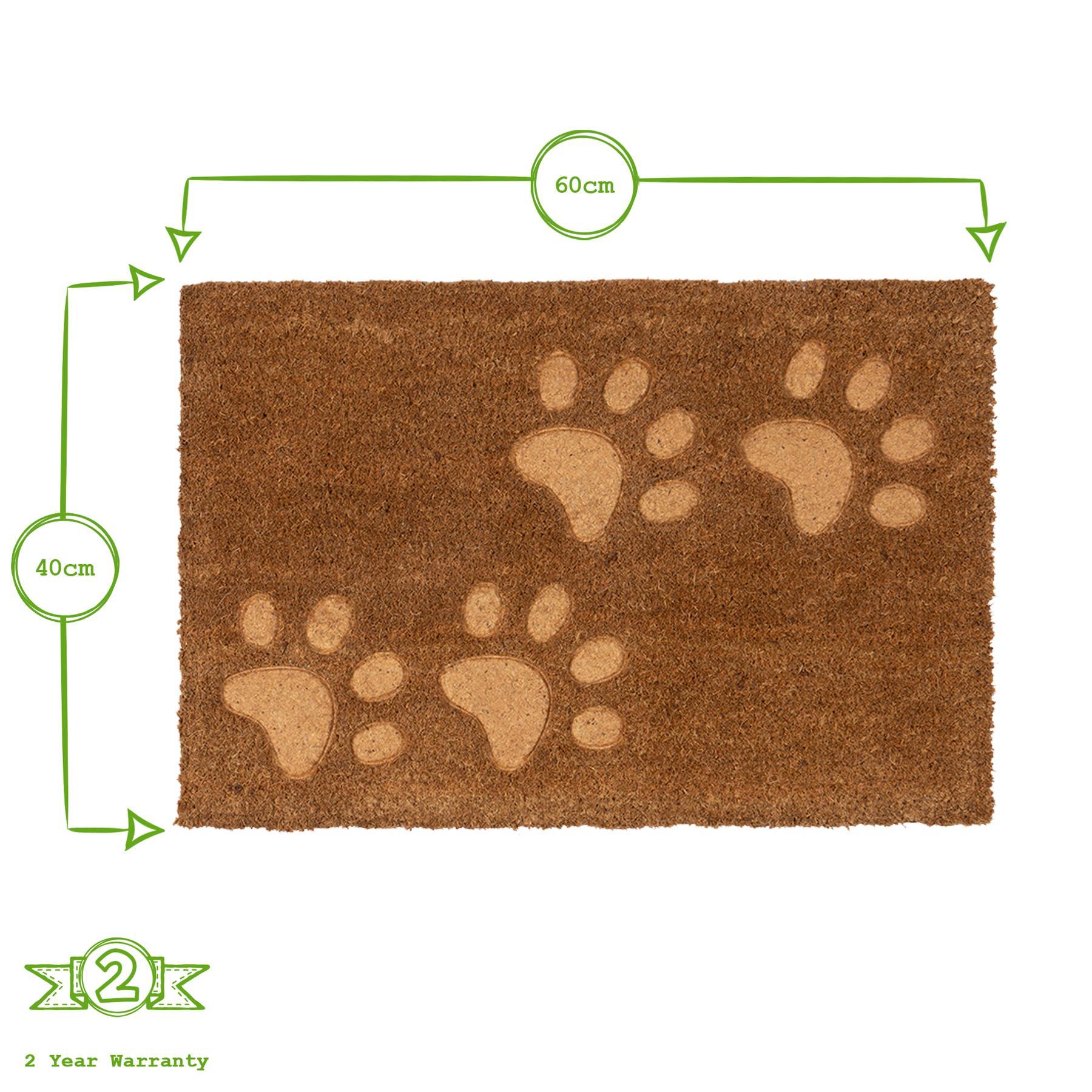 60cm x 40cm Brown Paw Embossed Coir Door Mat