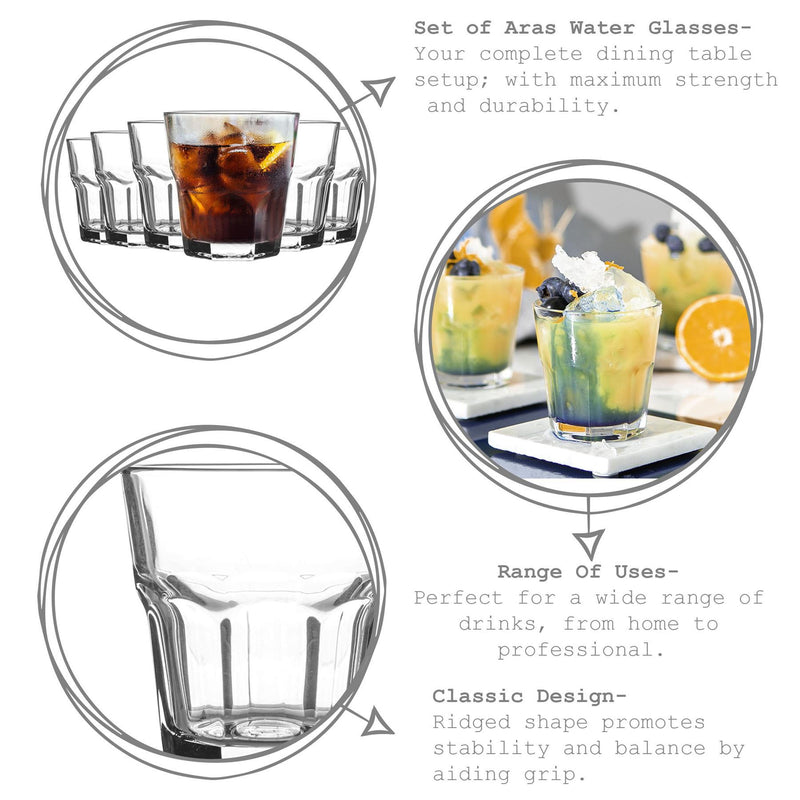 200ml Aras Water Glasses - Pack of Six - By LAV