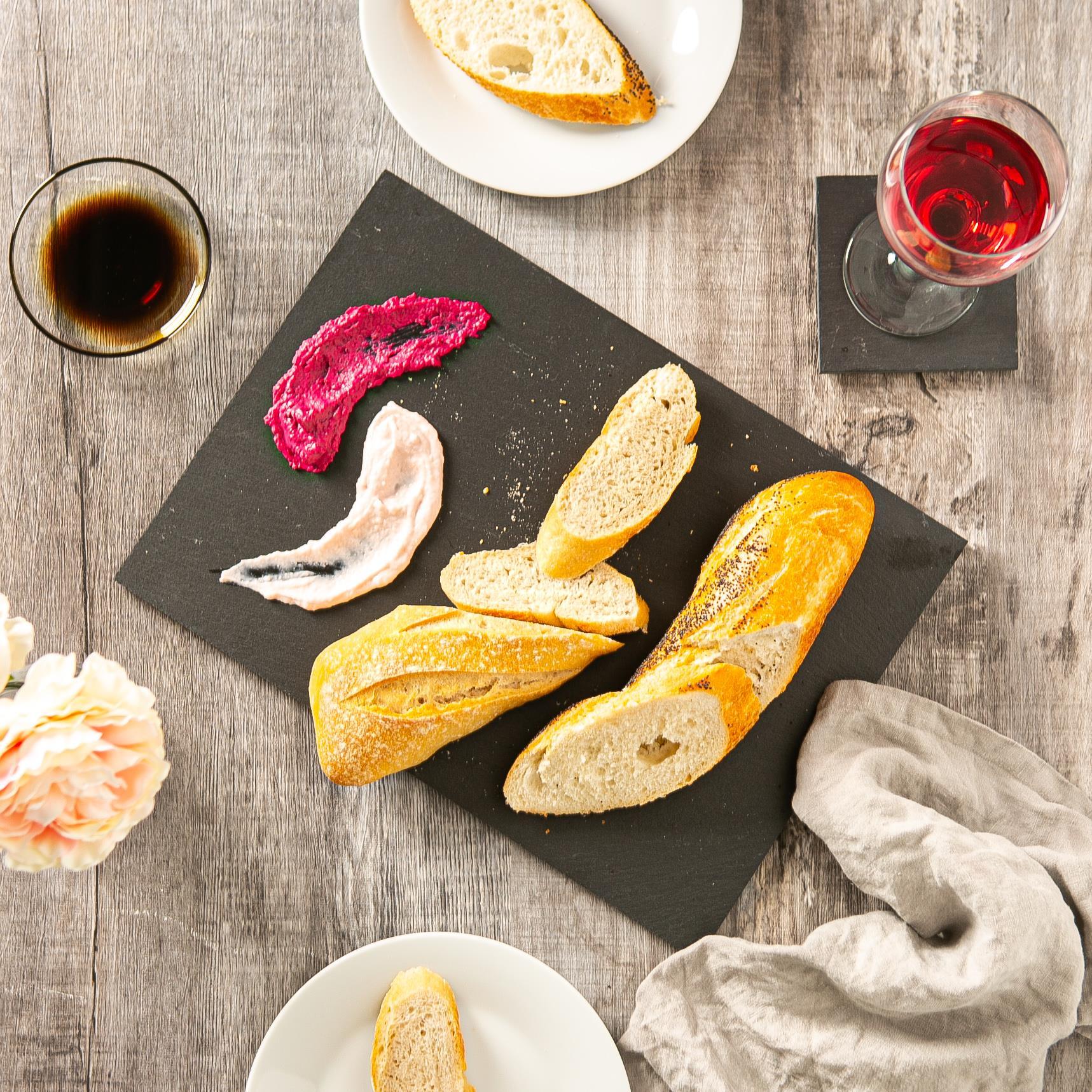 12pc Black Rectangle Linea Slate Placemats & Coasters Set