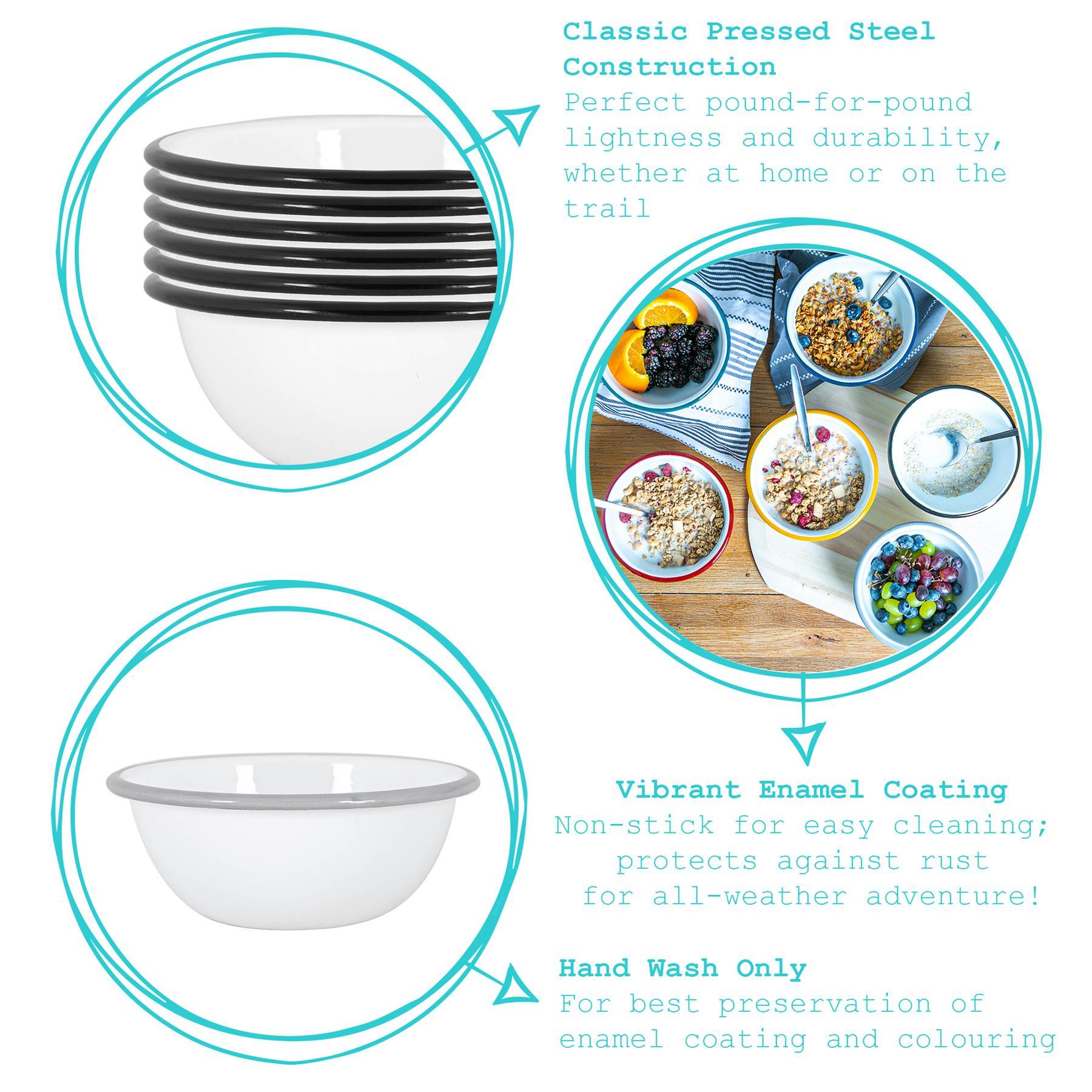 16cm White Enamel Bowls - Pack of Four