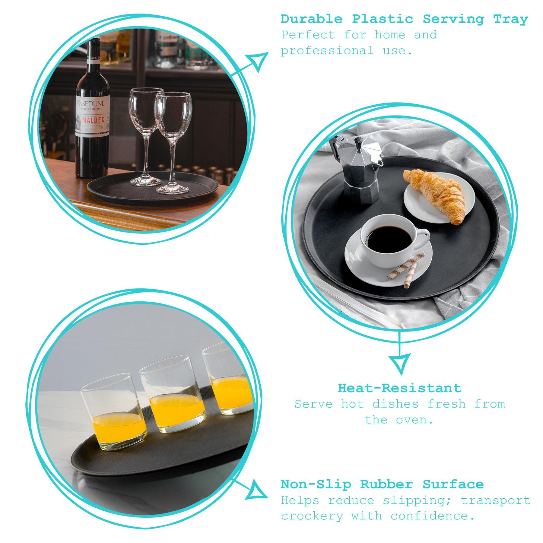 Black 35.5cm Round Non-Slip Serving Tray