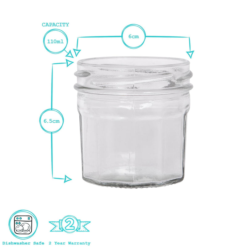 110ml Glass Jam Jars - Pack of 6 - By Argon Tableware